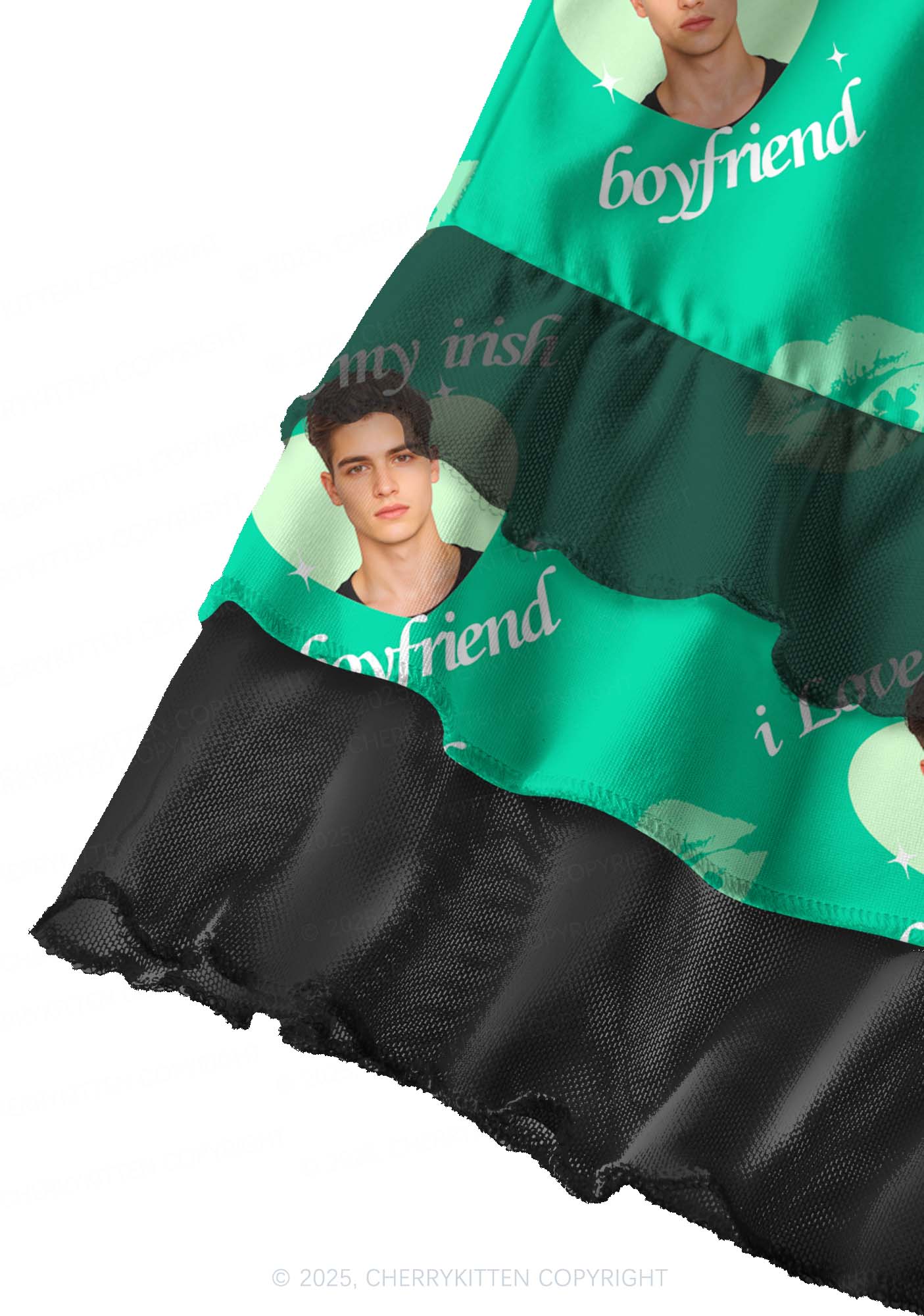 Custom I Love My Irish BF St Patricks Y2K Print Mini Layered Skirt Cherrykitten - Image 2