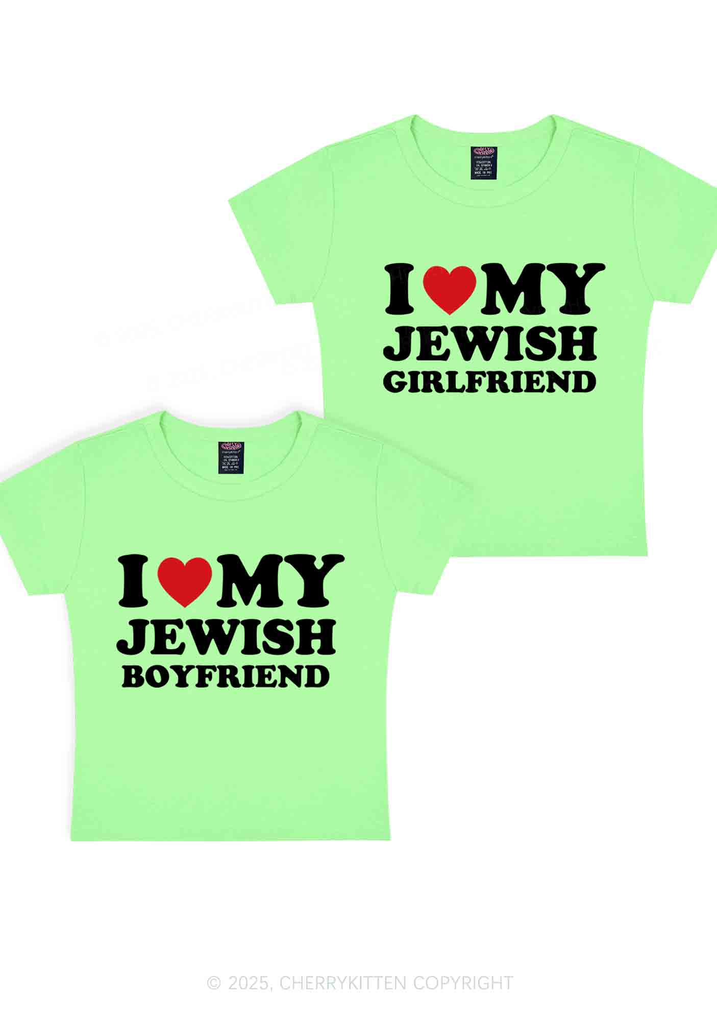 Custom I Love My Jewish GF BF Y2K Valentine's Day Baby Tee Cherrykitten - Image 13