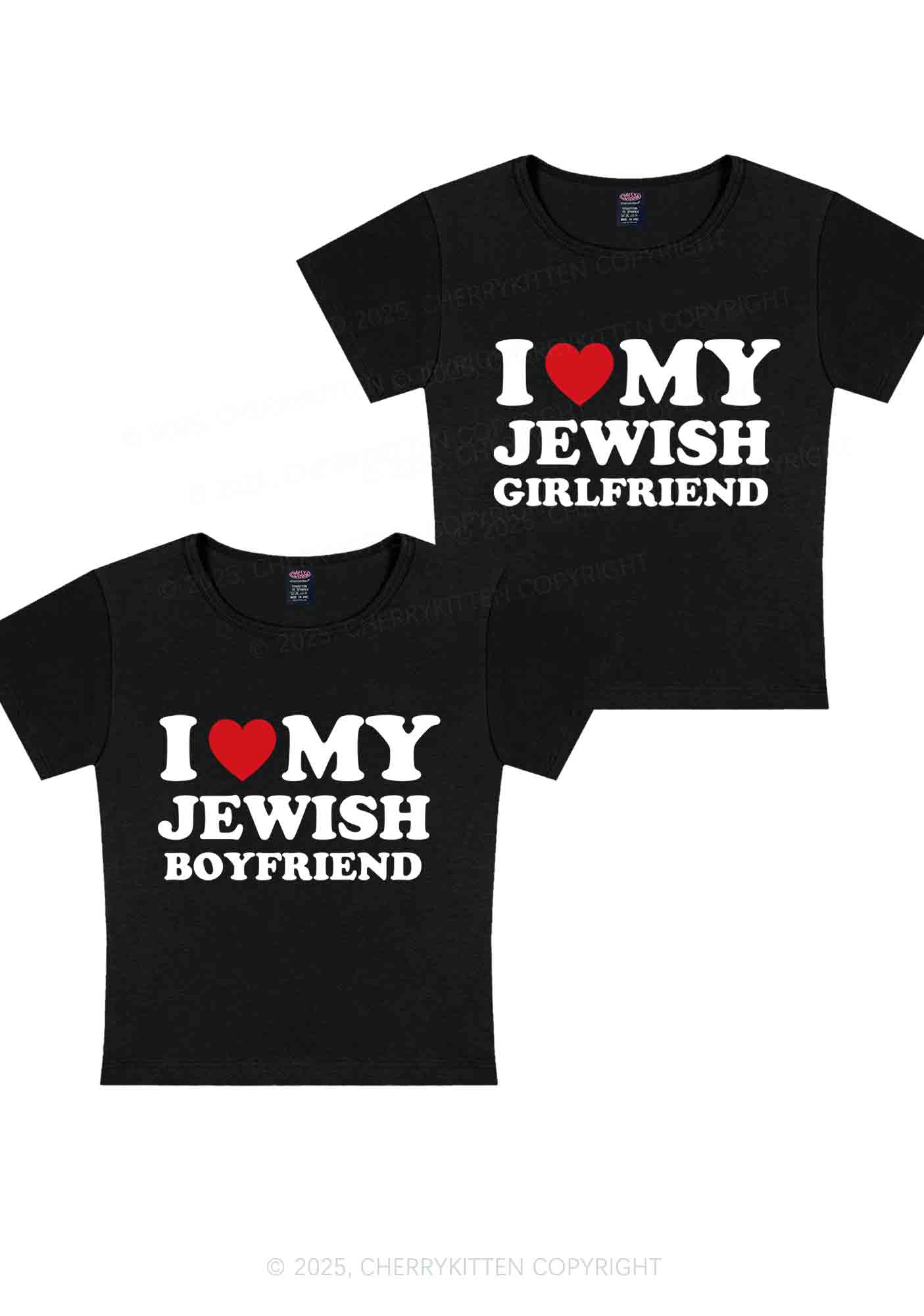 Custom I Love My Jewish GF BF Y2K Valentine's Day Baby Tee Cherrykitten - Image 4
