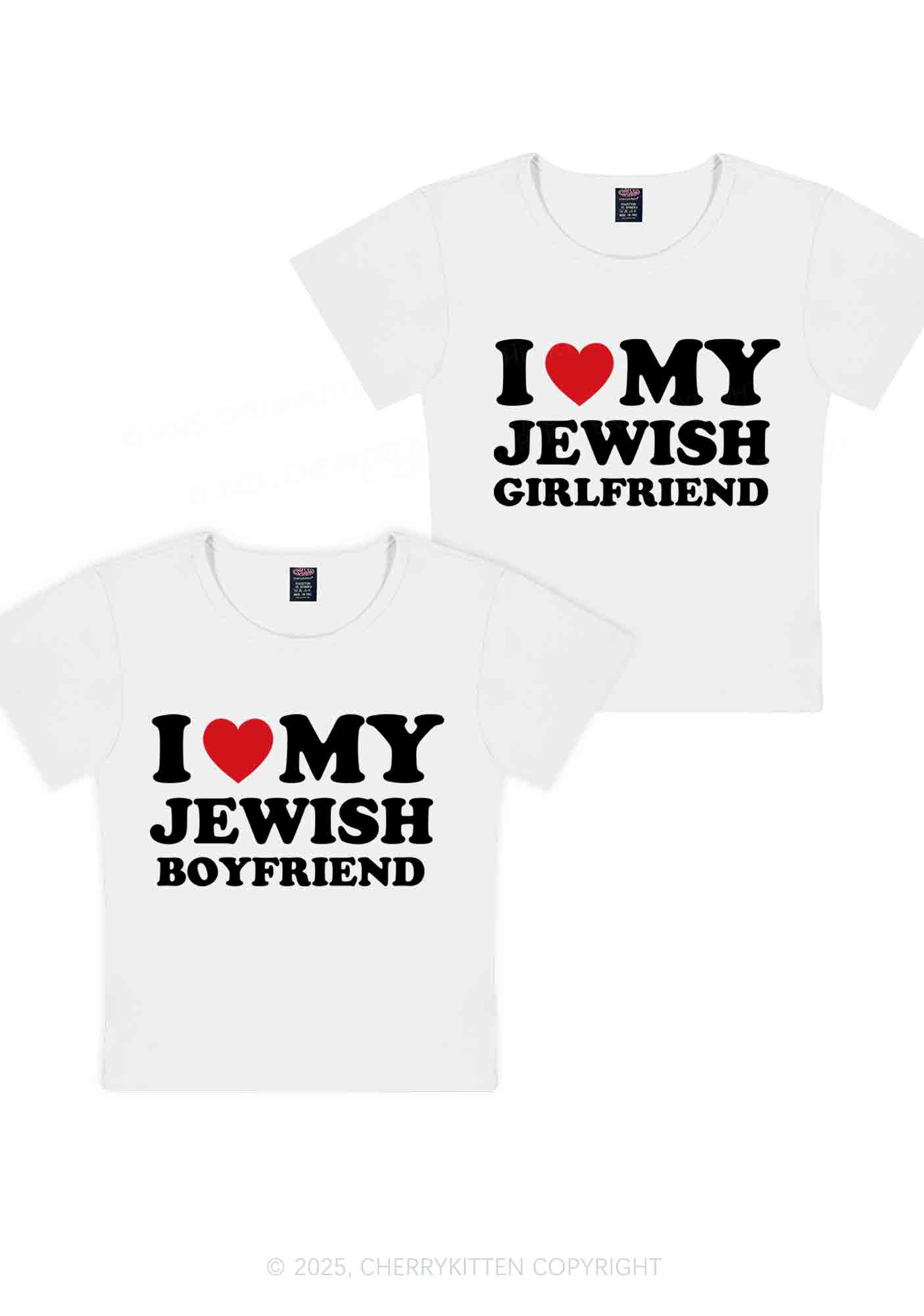 Custom I Love My Jewish GF BF Y2K Valentine's Day Baby Tee Cherrykitten - Image 5