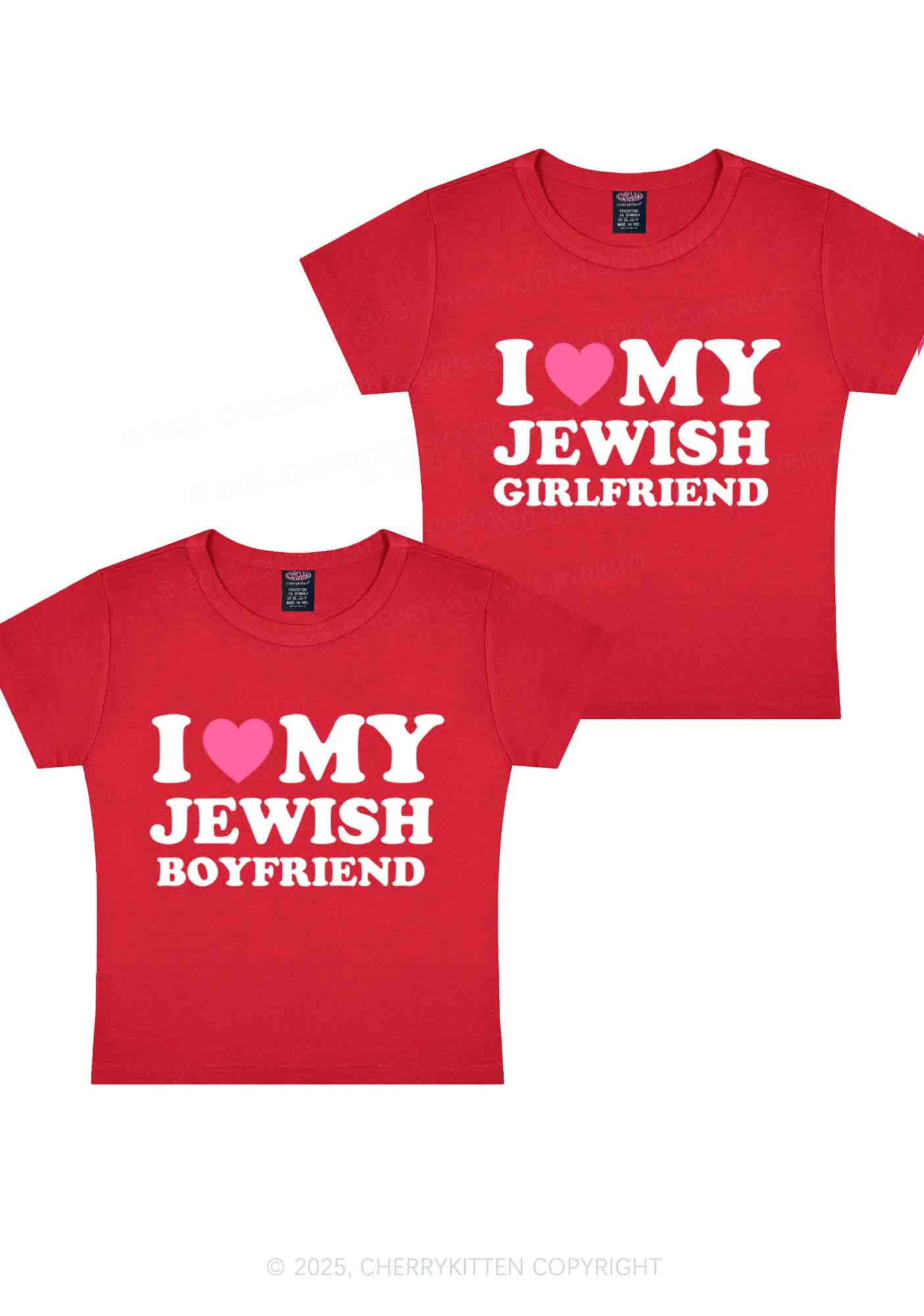 Custom I Love My Jewish GF BF Y2K Valentine's Day Baby Tee Cherrykitten - Image 7
