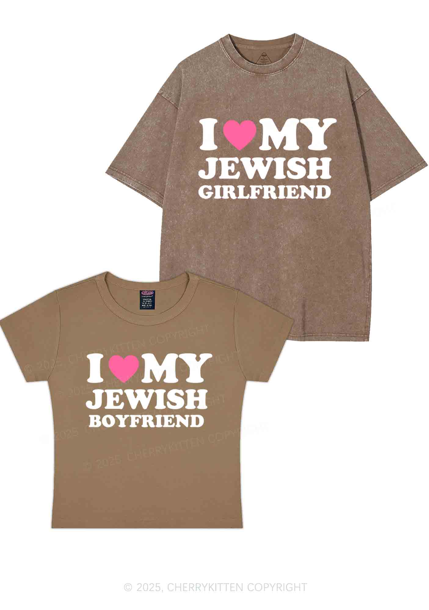 Custom I Love My Jewish GF BF Y2K Valentine's Day Couple Shirt Cherrykitten - Image 10