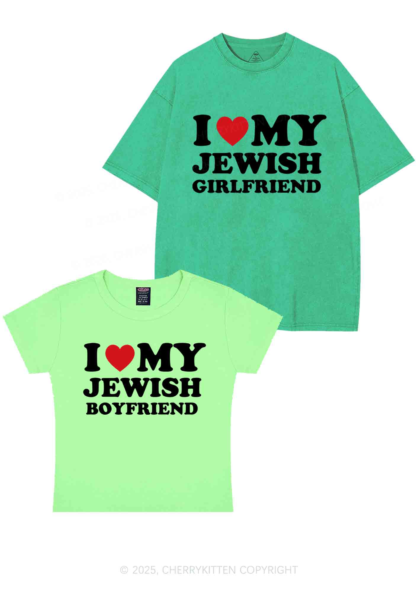 Custom I Love My Jewish GF BF Y2K Valentine's Day Couple Shirt Cherrykitten - Image 12