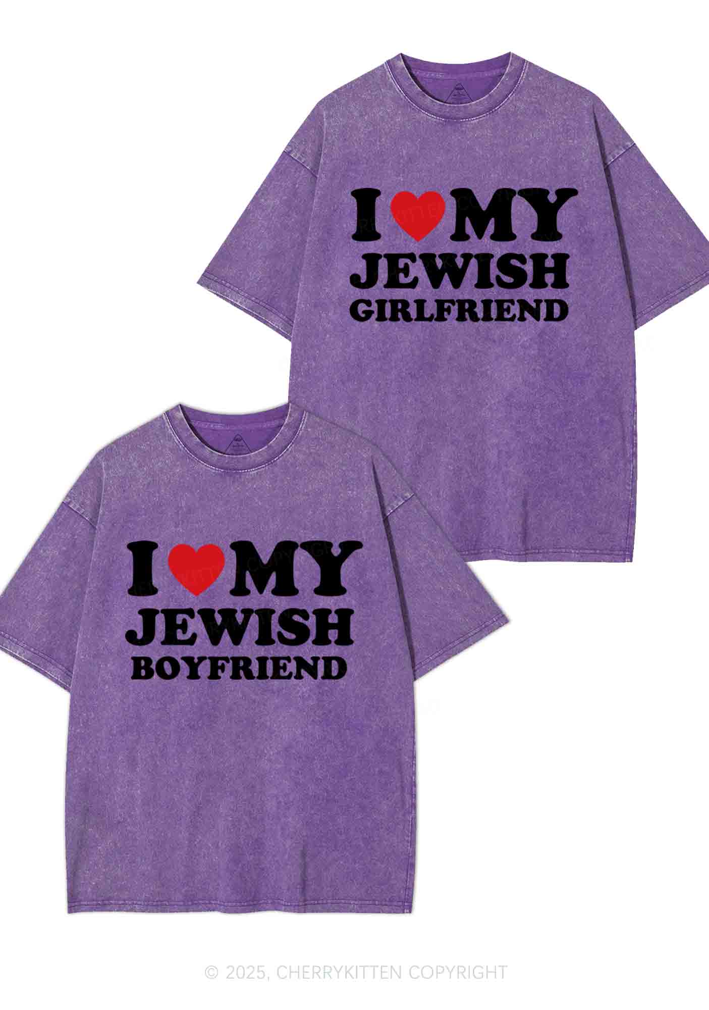 Custom I Love My Jewish GF BF Y2K Valentine's Day Washed Tee Cherrykitten - Image 6