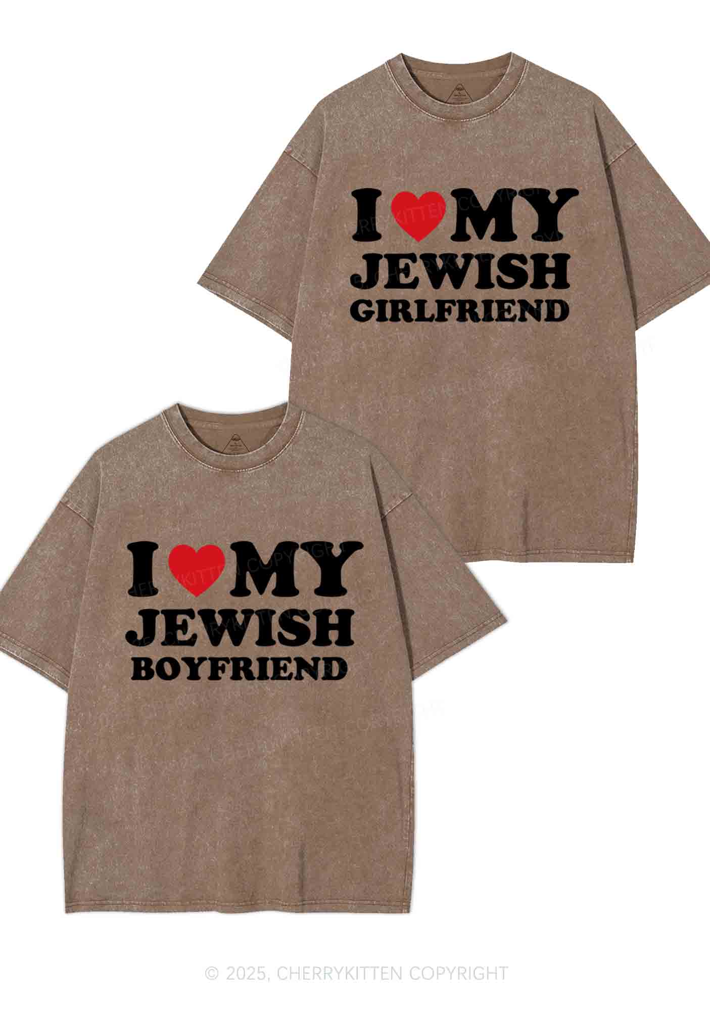 Custom I Love My Jewish GF BF Y2K Valentine's Day Washed Tee Cherrykitten - Image 7