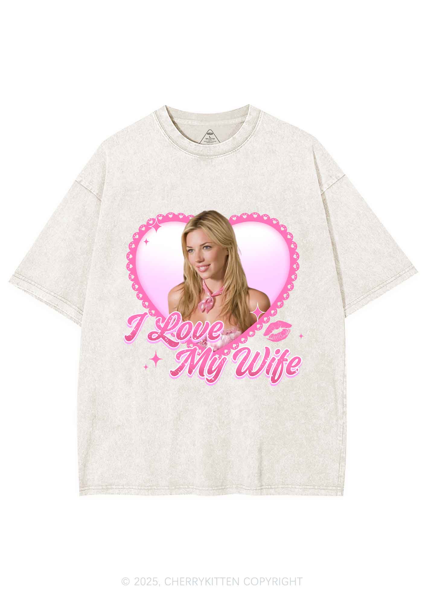 Custom I Love My Wife Y2K Shirts Washed Tee Cherrykitten - Image 4