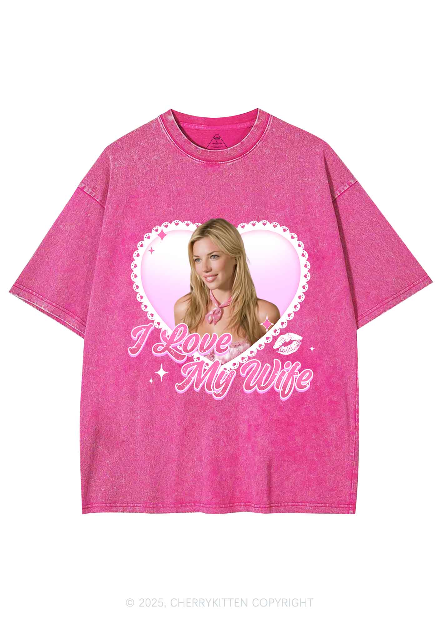 Custom I Love My Wife Y2K Shirts Washed Tee Cherrykitten - Image 5