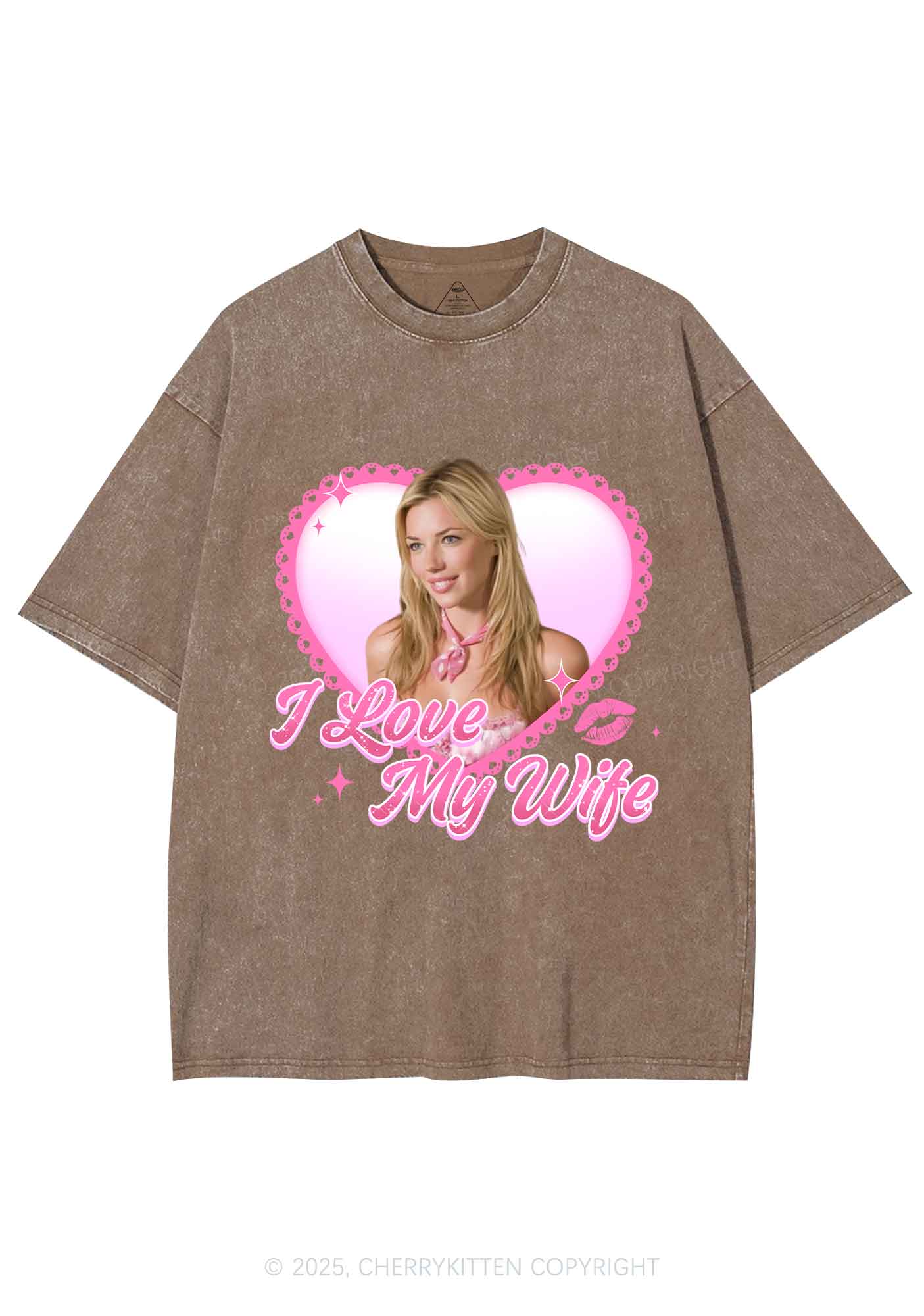 Custom I Love My Wife Y2K Shirts Washed Tee Cherrykitten - Image 6