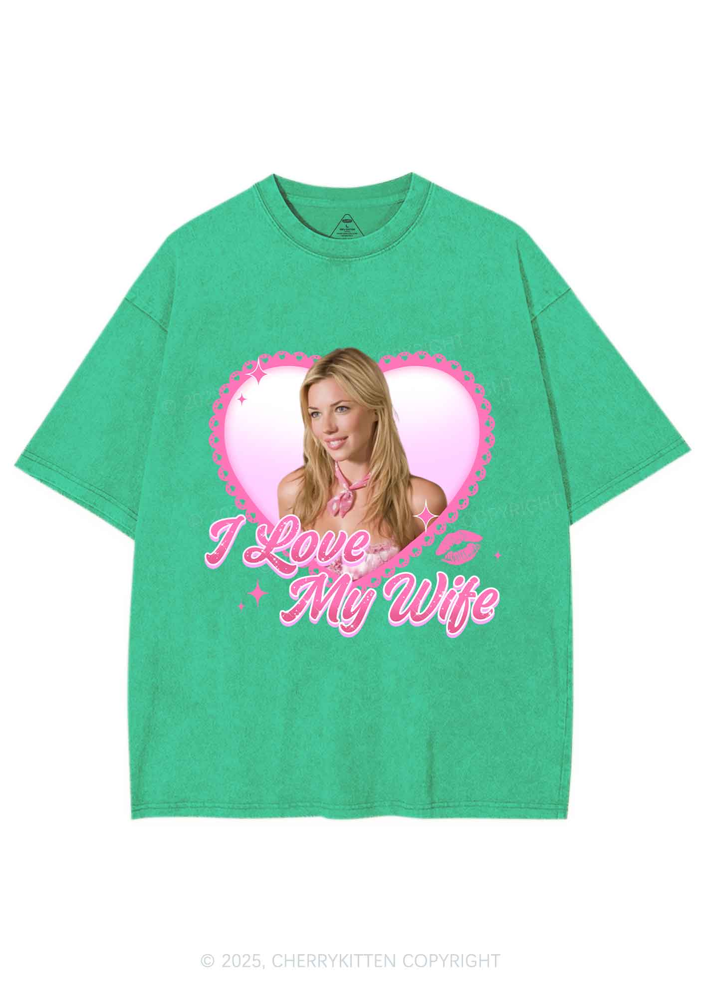 Custom I Love My Wife Y2K Shirts Washed Tee Cherrykitten - Image 7