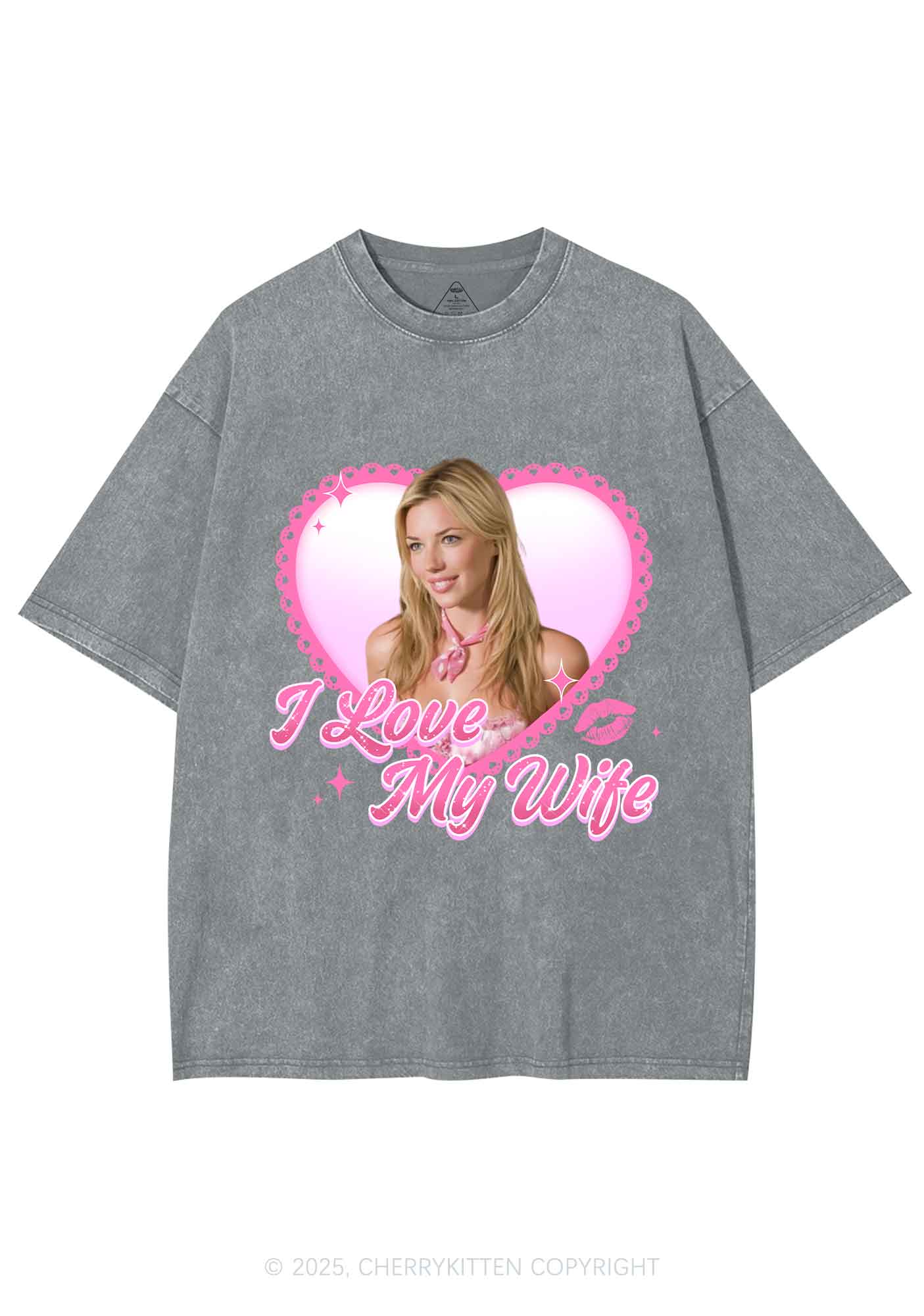 Custom I Love My Wife Y2K Shirts Washed Tee Cherrykitten - Image 8