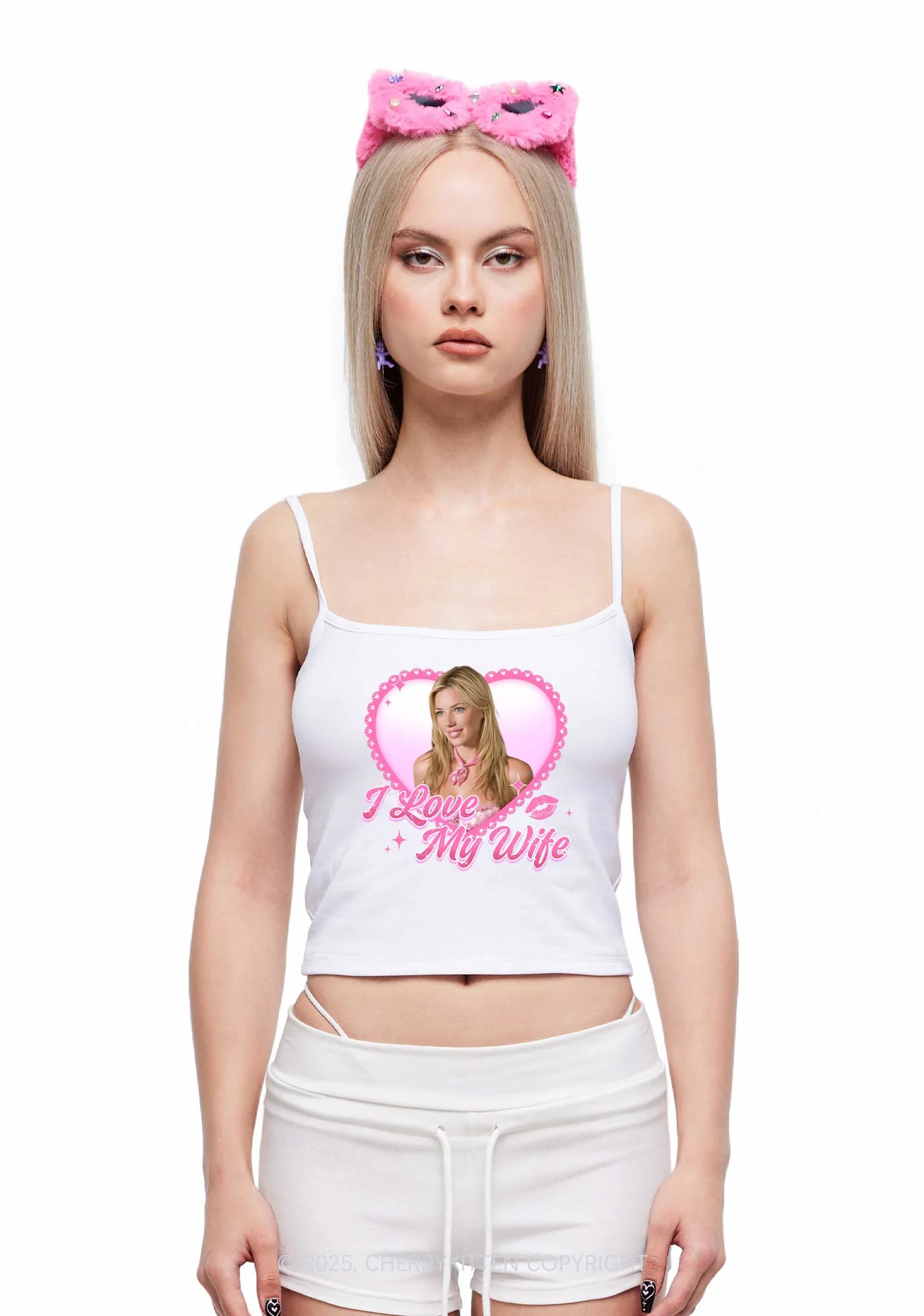 Custom I Love My Wife Y2K Spaghetti Strap Cami Cherrykitten - Image 2