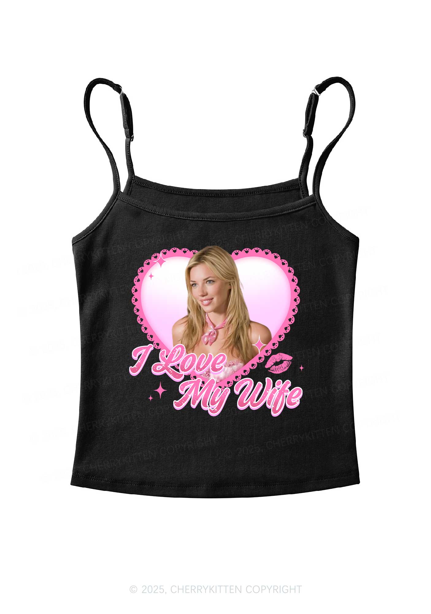Custom I Love My Wife Y2K Spaghetti Strap Cami Cherrykitten - Image 3