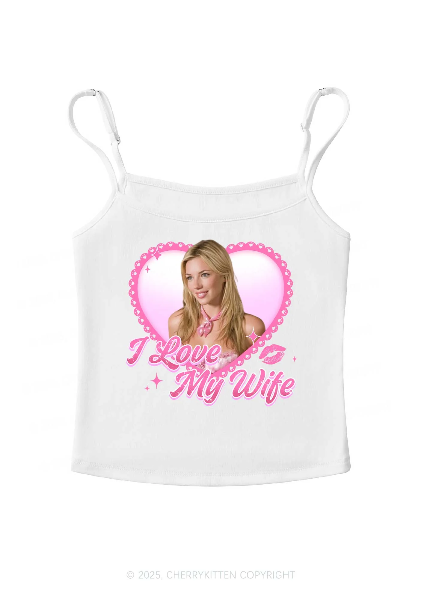 Custom I Love My Wife Y2K Spaghetti Strap Cami Cherrykitten - Image 4