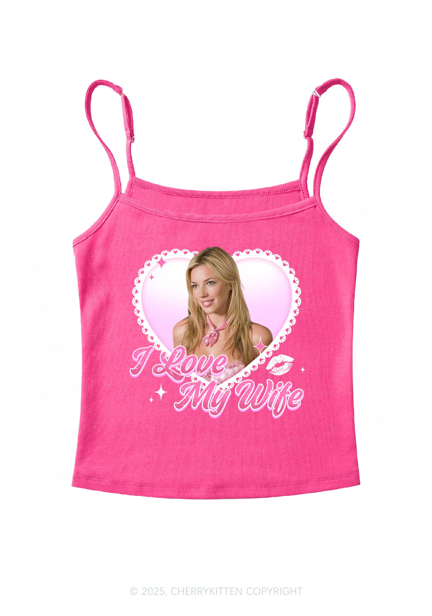 Custom I Love My Wife Y2K Spaghetti Strap Cami Cherrykitten - Image 5
