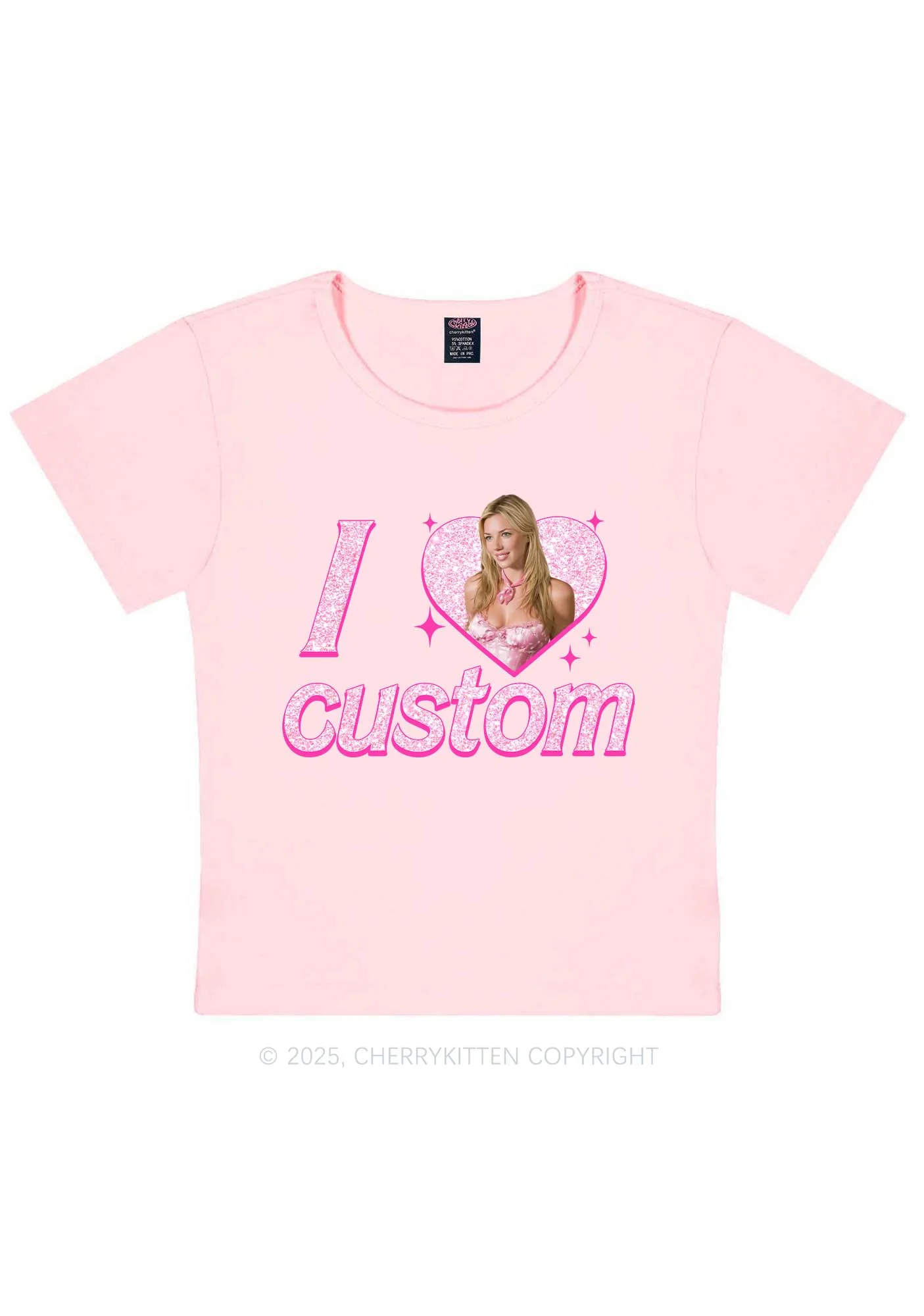 Custom I Love Photo Y2K Baby Tee Cherrykitten - Image 10
