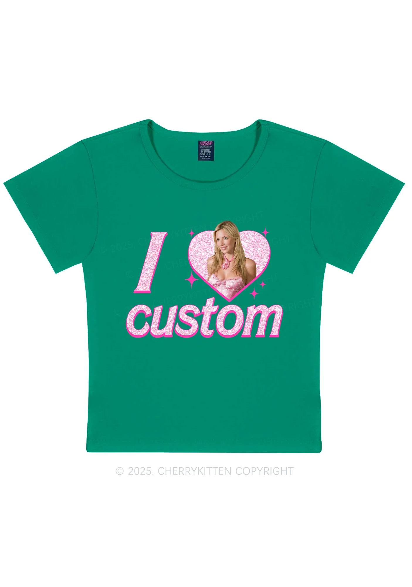 Custom I Love Photo Y2K Baby Tee Cherrykitten - Image 11