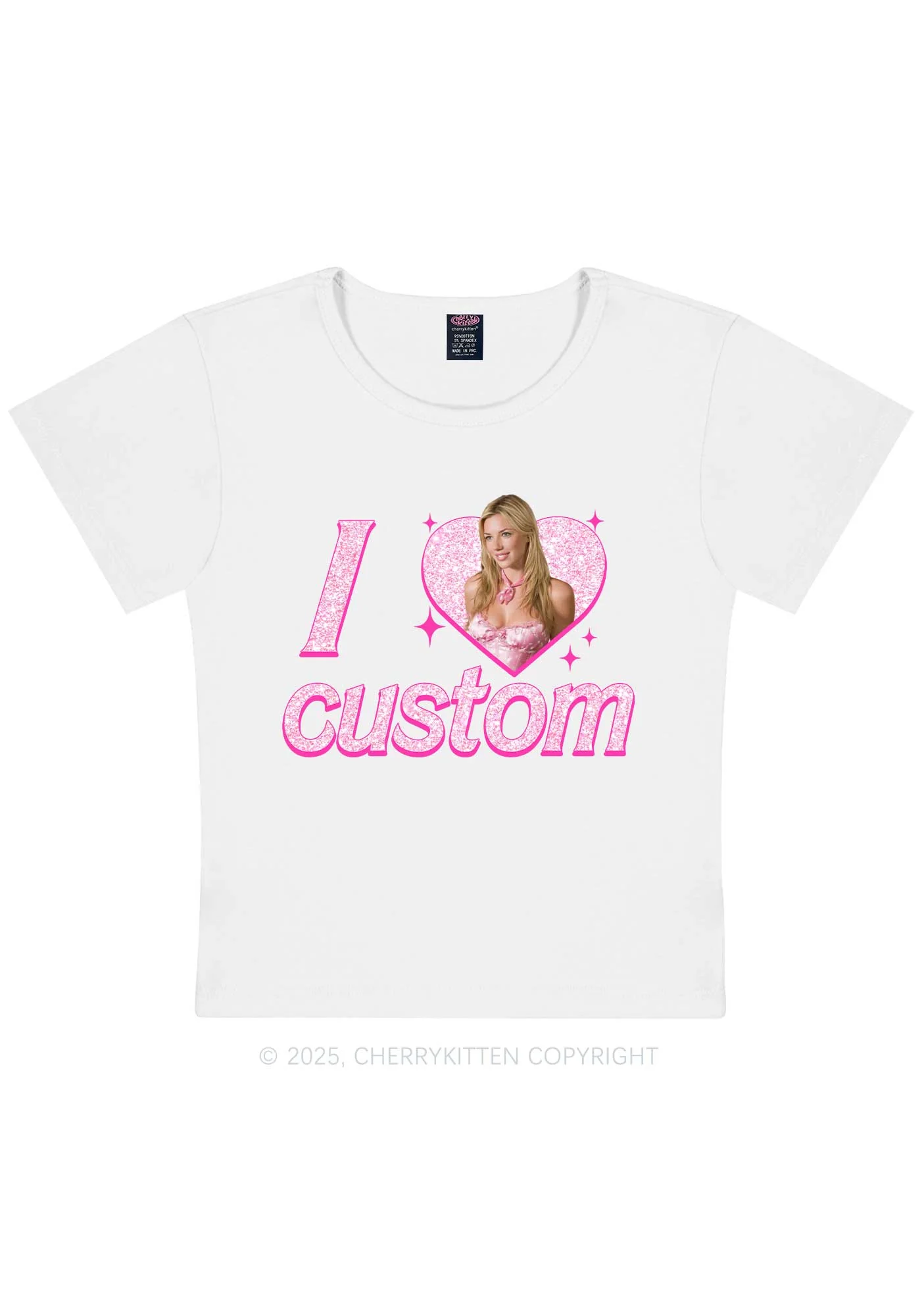 Custom I Love Photo Y2K Baby Tee Cherrykitten - Image 3