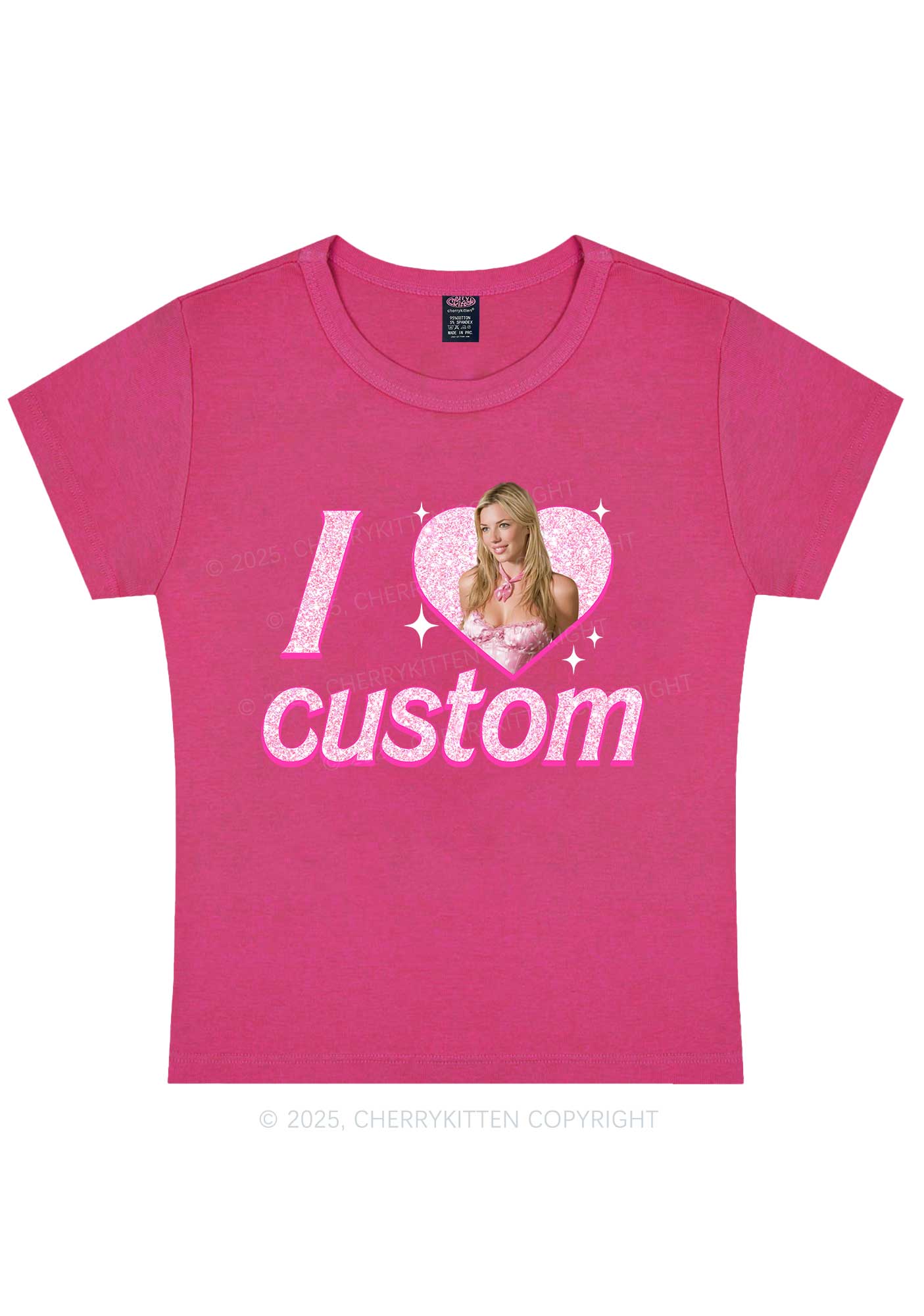 Custom I Love Photo Y2K Baby Tee Cherrykitten - Image 4