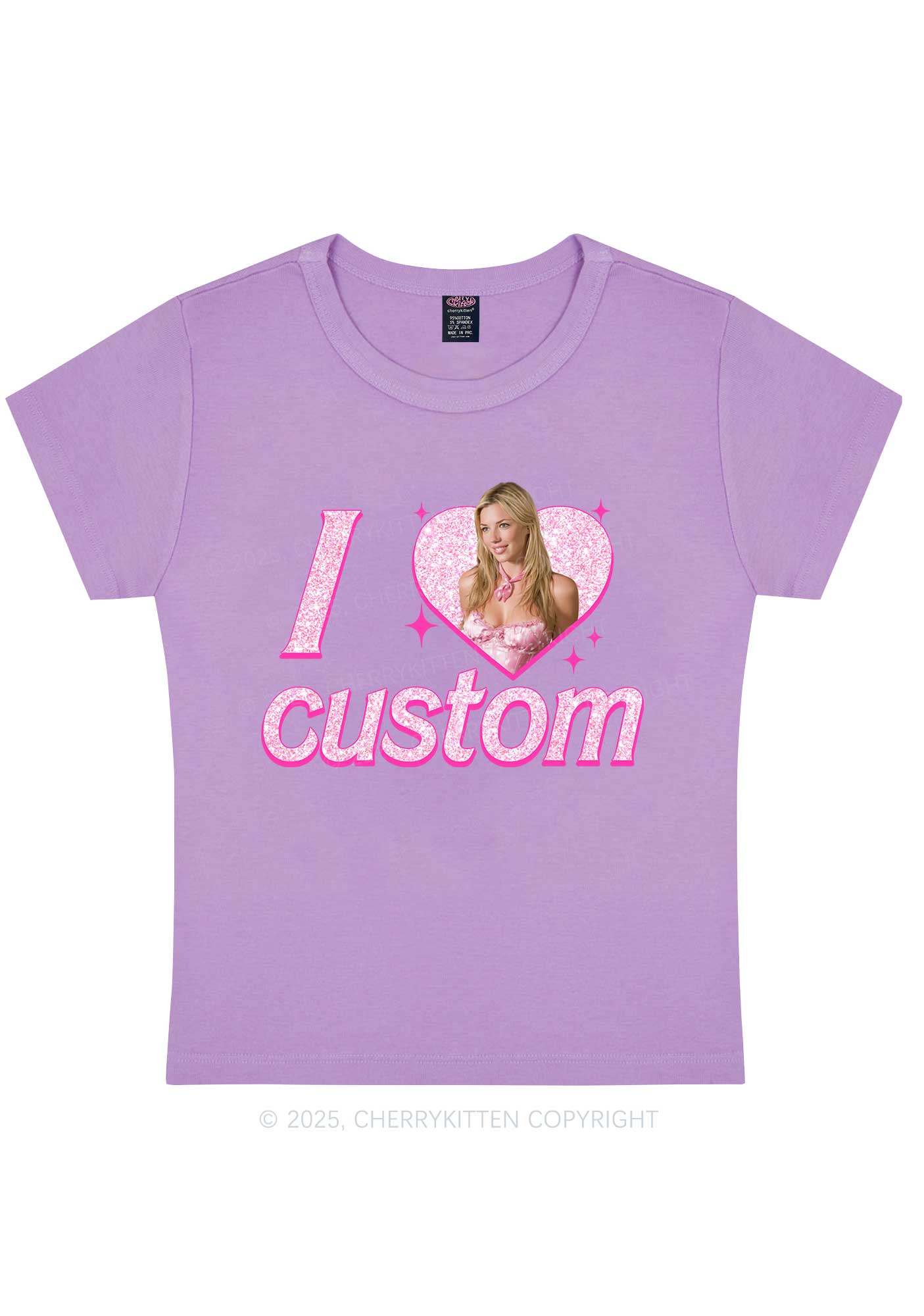 Custom I Love Photo Y2K Baby Tee Cherrykitten - Image 5
