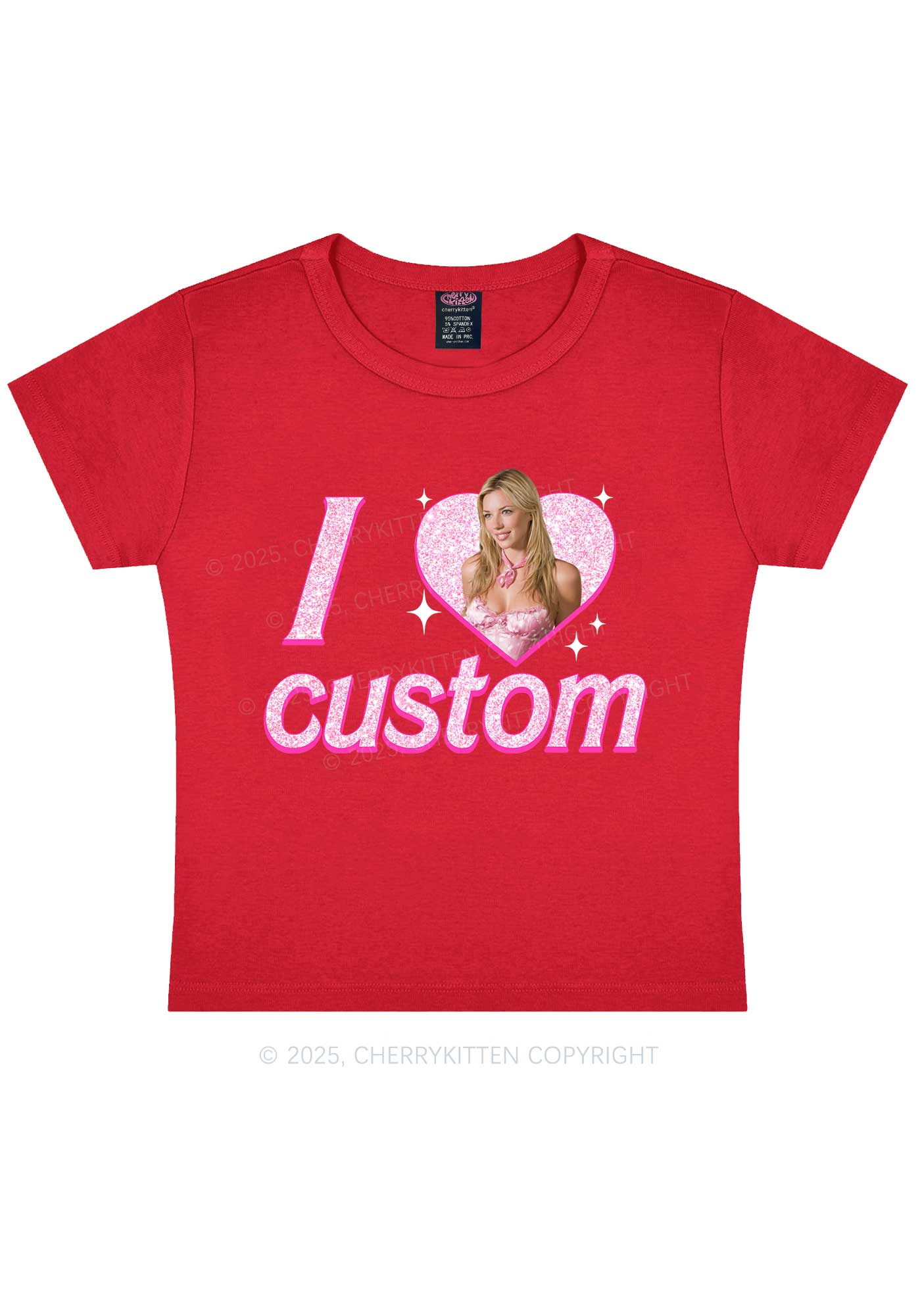 Custom I Love Photo Y2K Baby Tee Cherrykitten - Image 6