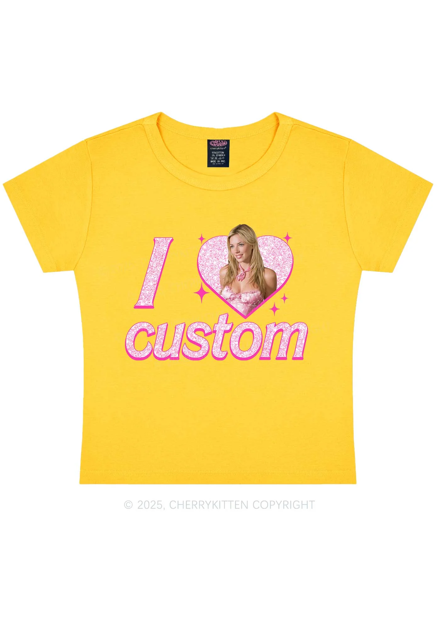 Custom I Love Photo Y2K Baby Tee Cherrykitten - Image 7