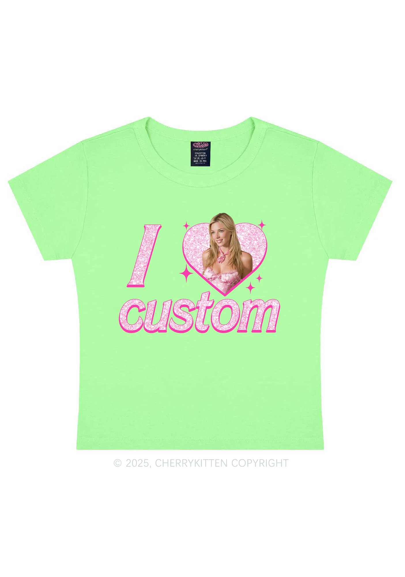 Custom I Love Photo Y2K Baby Tee Cherrykitten - Image 9