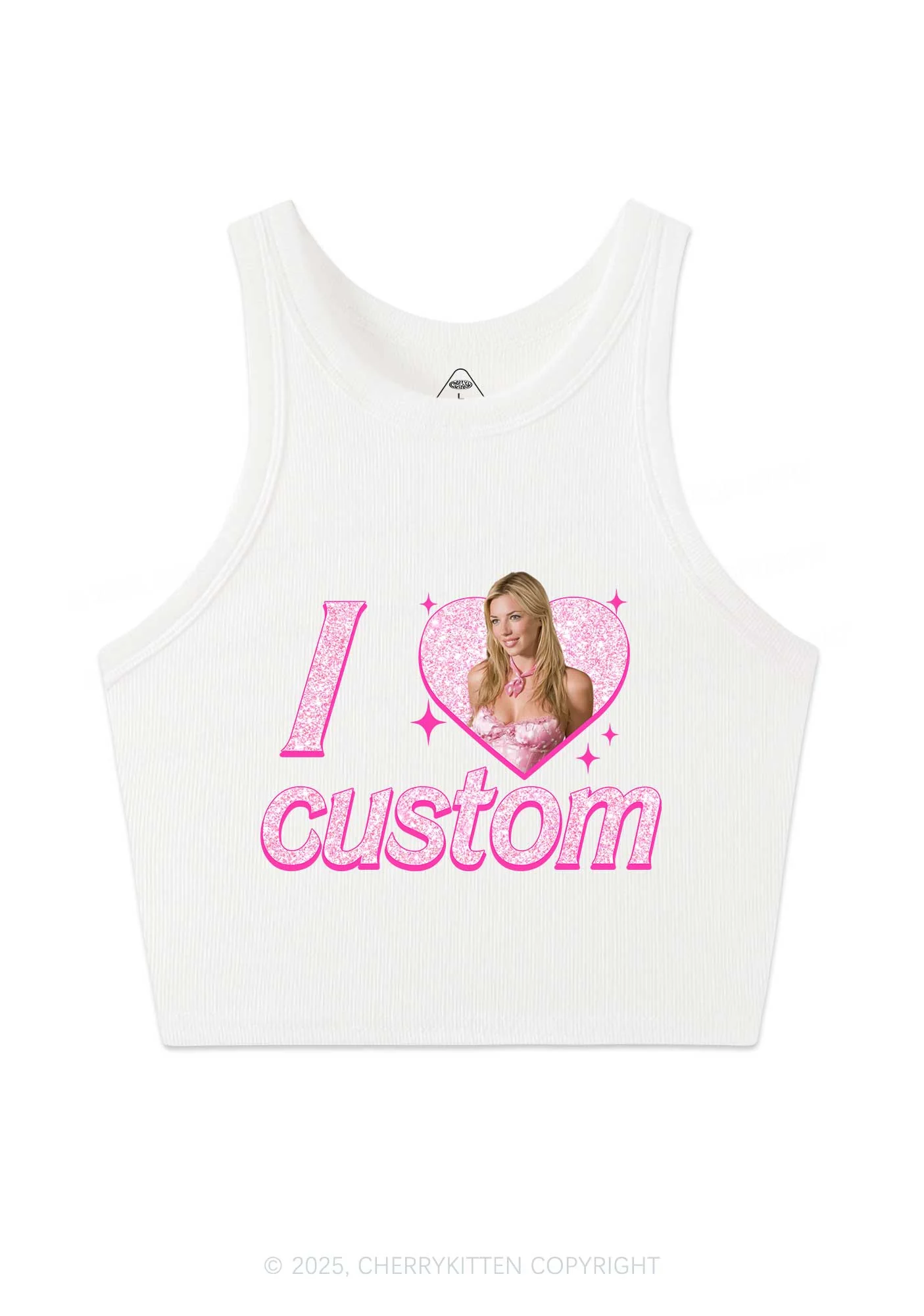 Custom I Love Photo Y2K Crop Tank Top Cherrykitten - Image 4