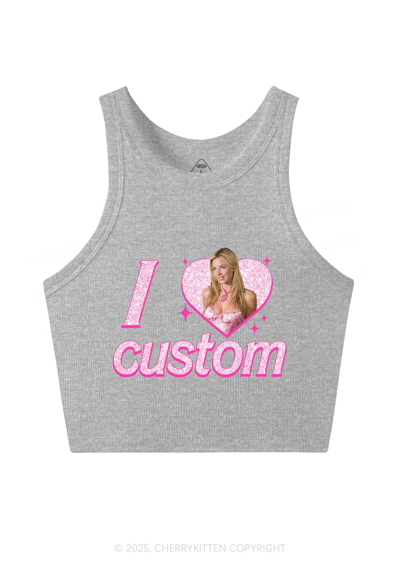 Custom I Love Photo Y2K Crop Tank Top Cherrykitten - Image 5