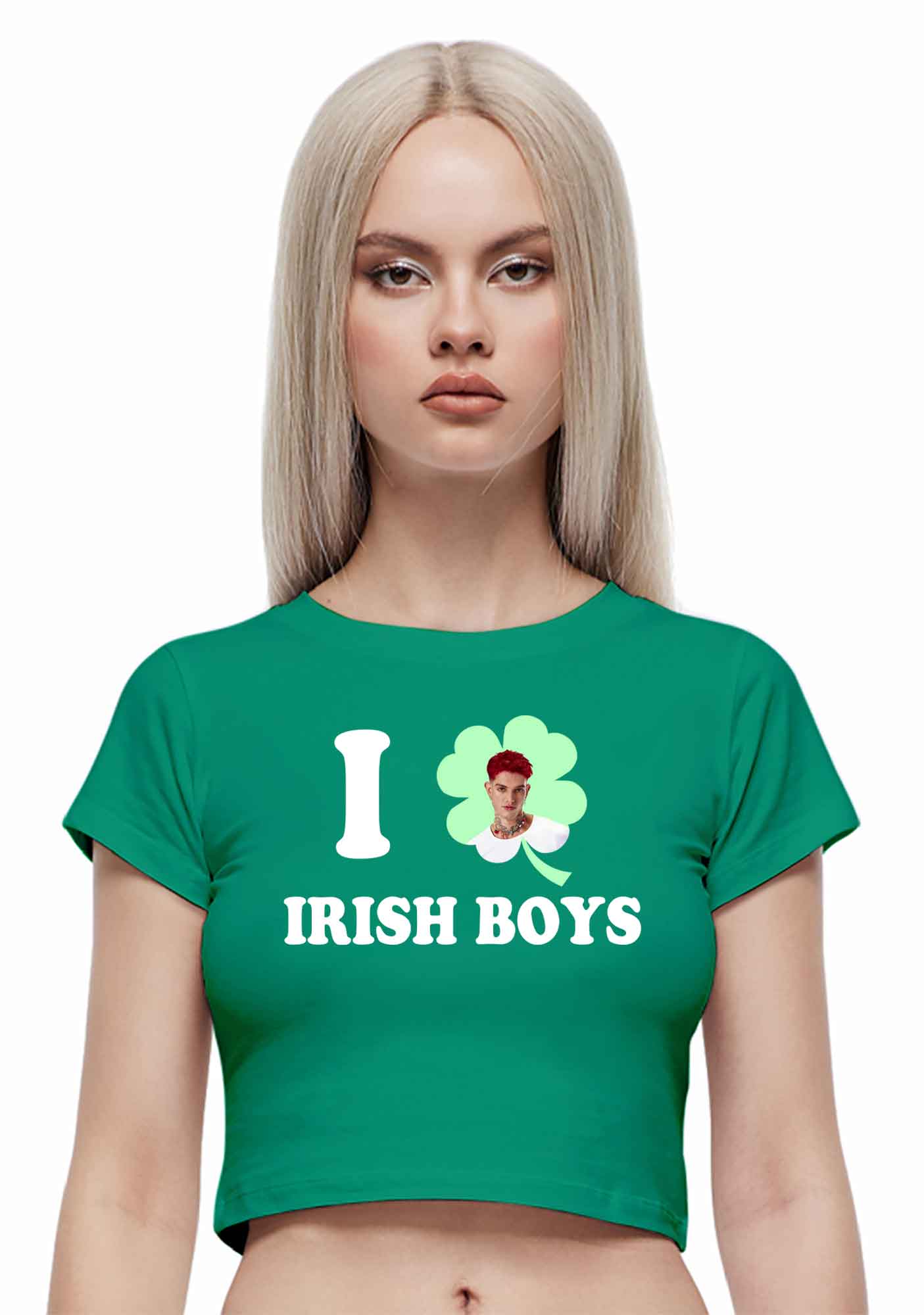 Custom I Love Shamrock Irish Boys St Patricks Y2K Baby Tee Cherrykitten - Image 2
