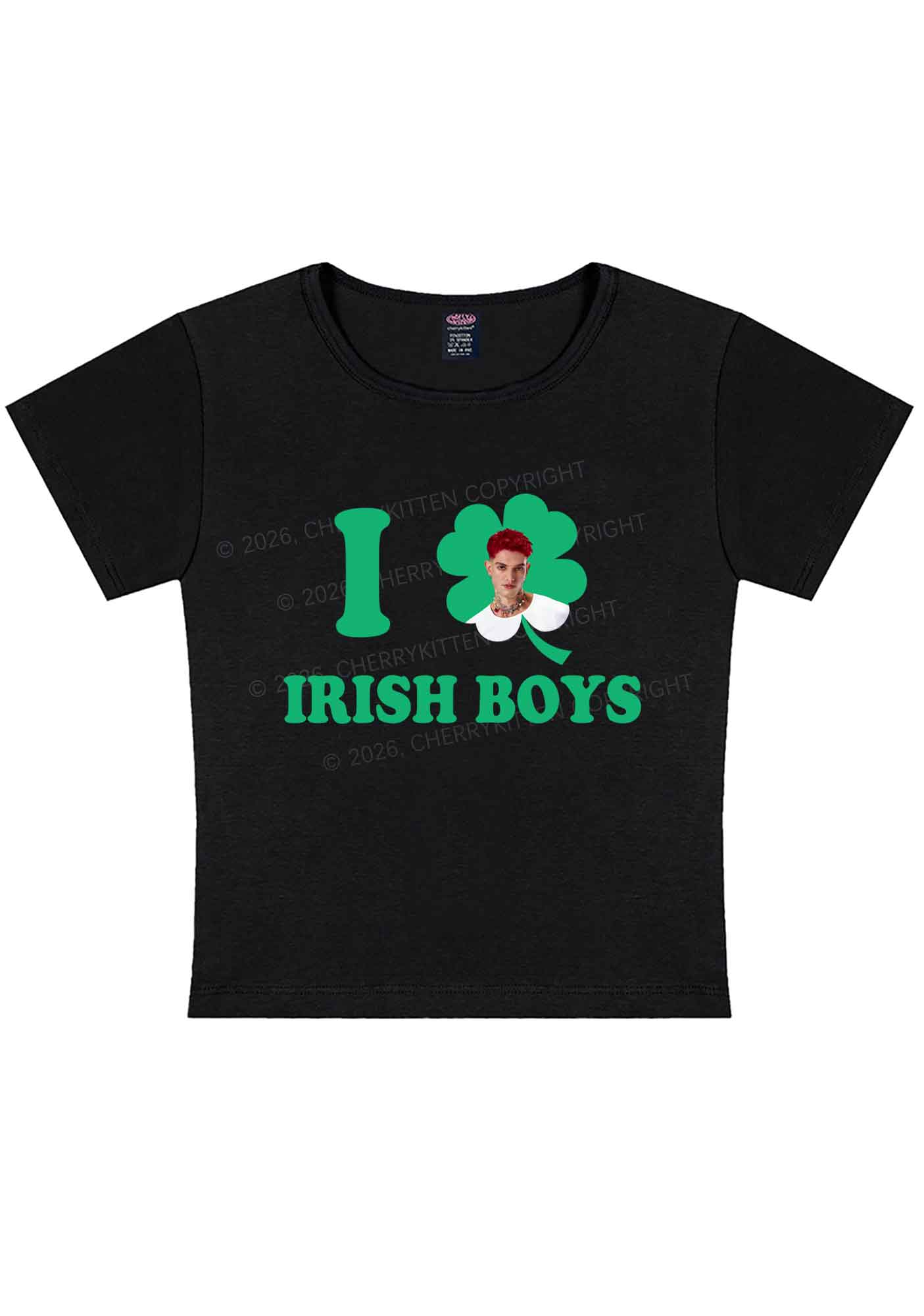 Custom I Love Shamrock Irish Boys St Patricks Y2K Baby Tee Cherrykitten - Image 3