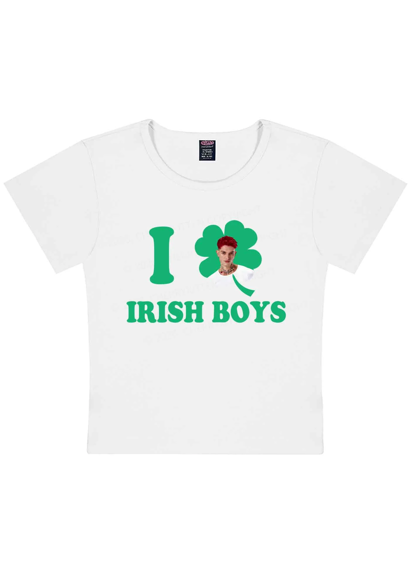 Custom I Love Shamrock Irish Boys St Patricks Y2K Baby Tee Cherrykitten - Image 4