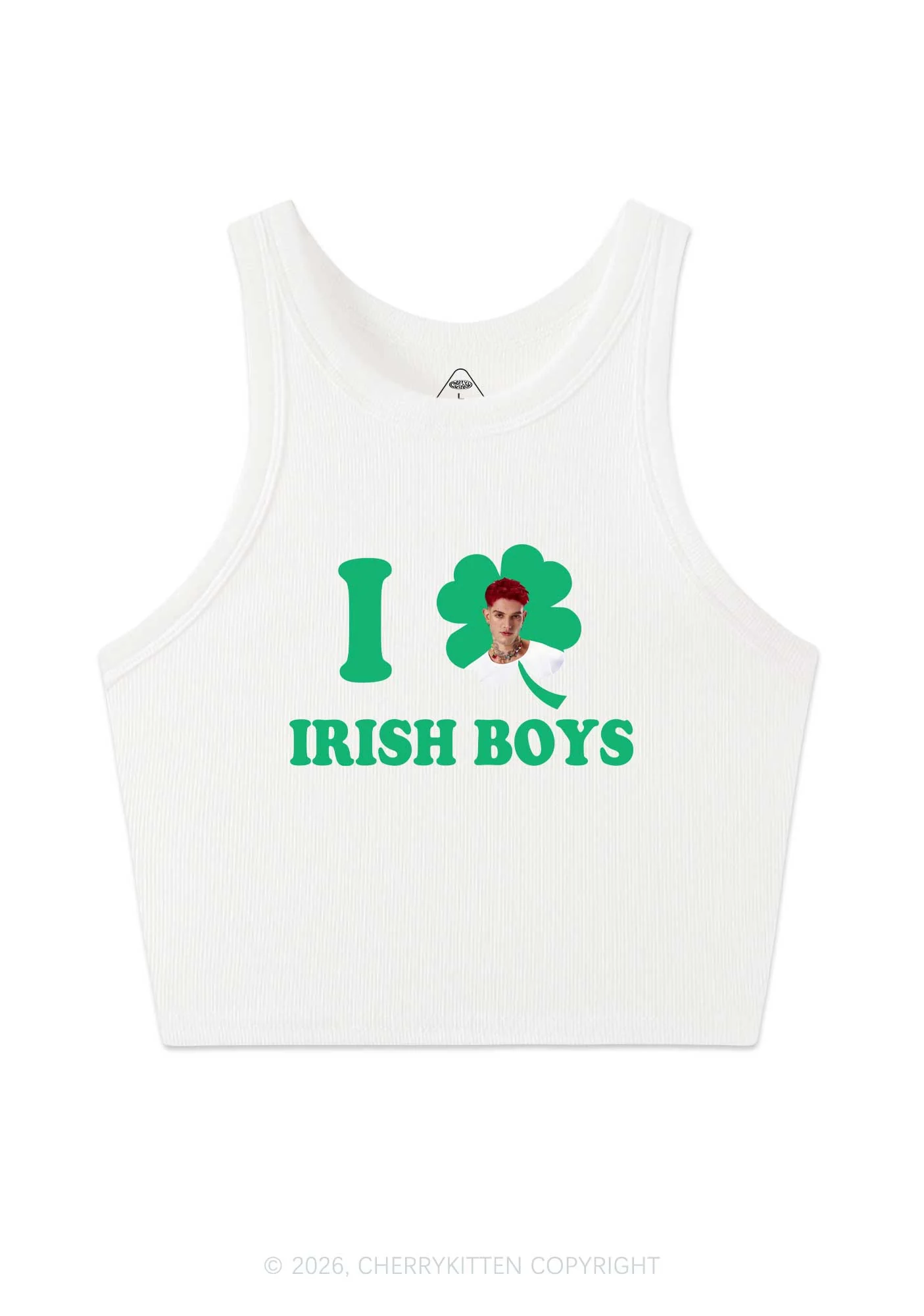 Custom I Love Shamrock Irish Boys St Patricks Y2K Crop Tank Top Cherrykitten - Image 4