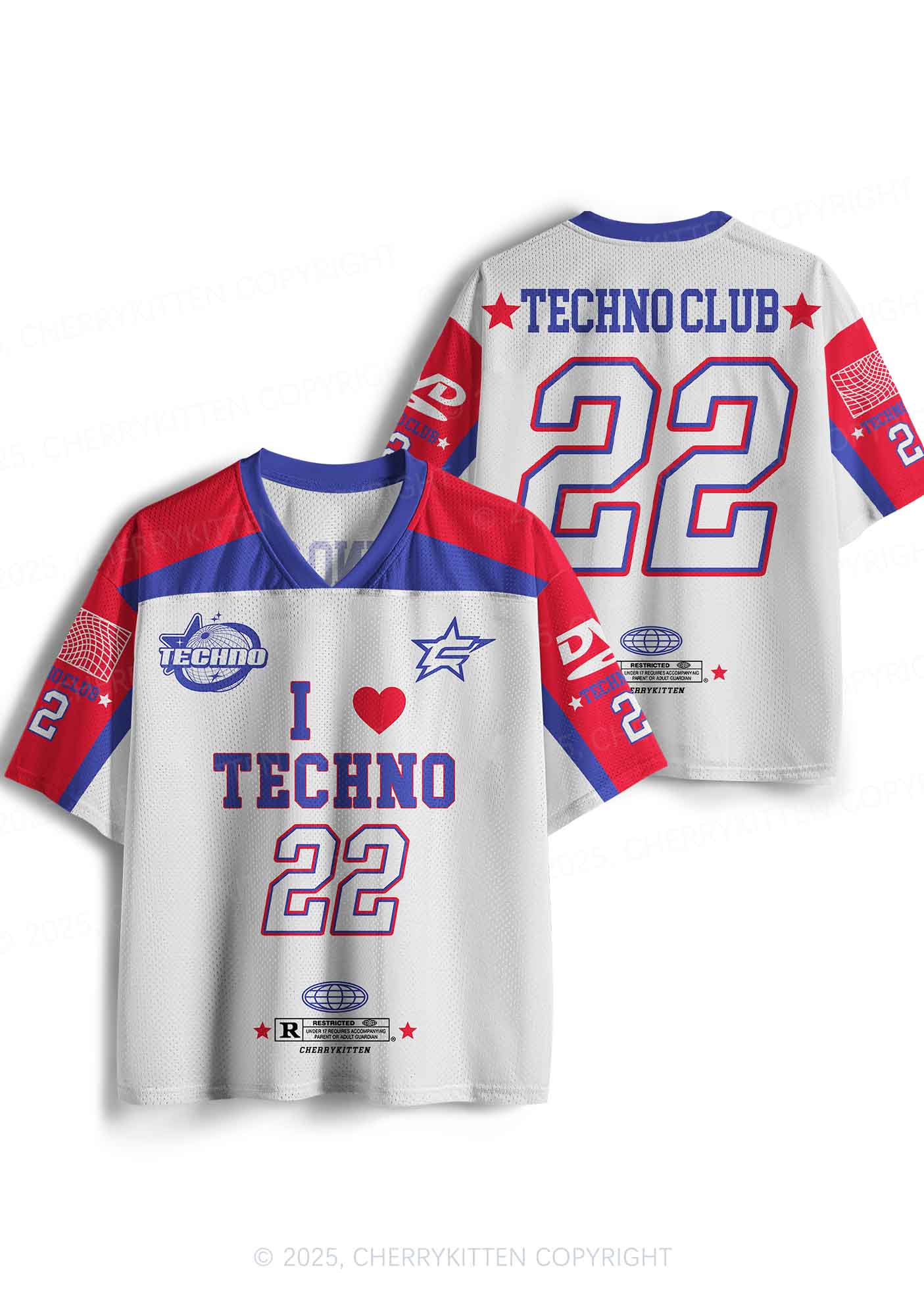Custom I Love Techno Club Y2K Sport Jersey Shirts Cherrykitten - Image 3