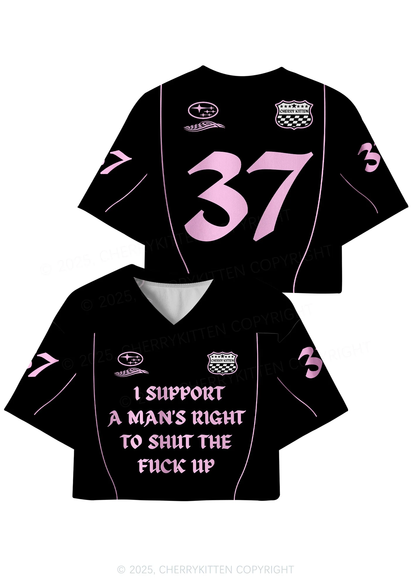 Custom I Support A Mans Right Y2K Crop Sport Jersey Shirts Cherrykitten - Image 3
