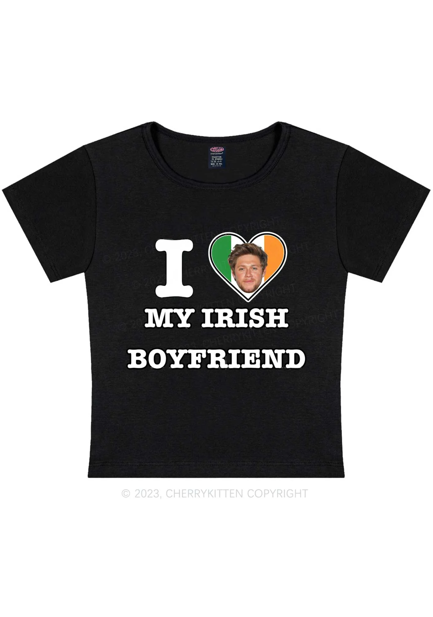 Custom Irish Boyfriend Photo St Patricks Y2K Baby Tee Cherrykitten - Image 3