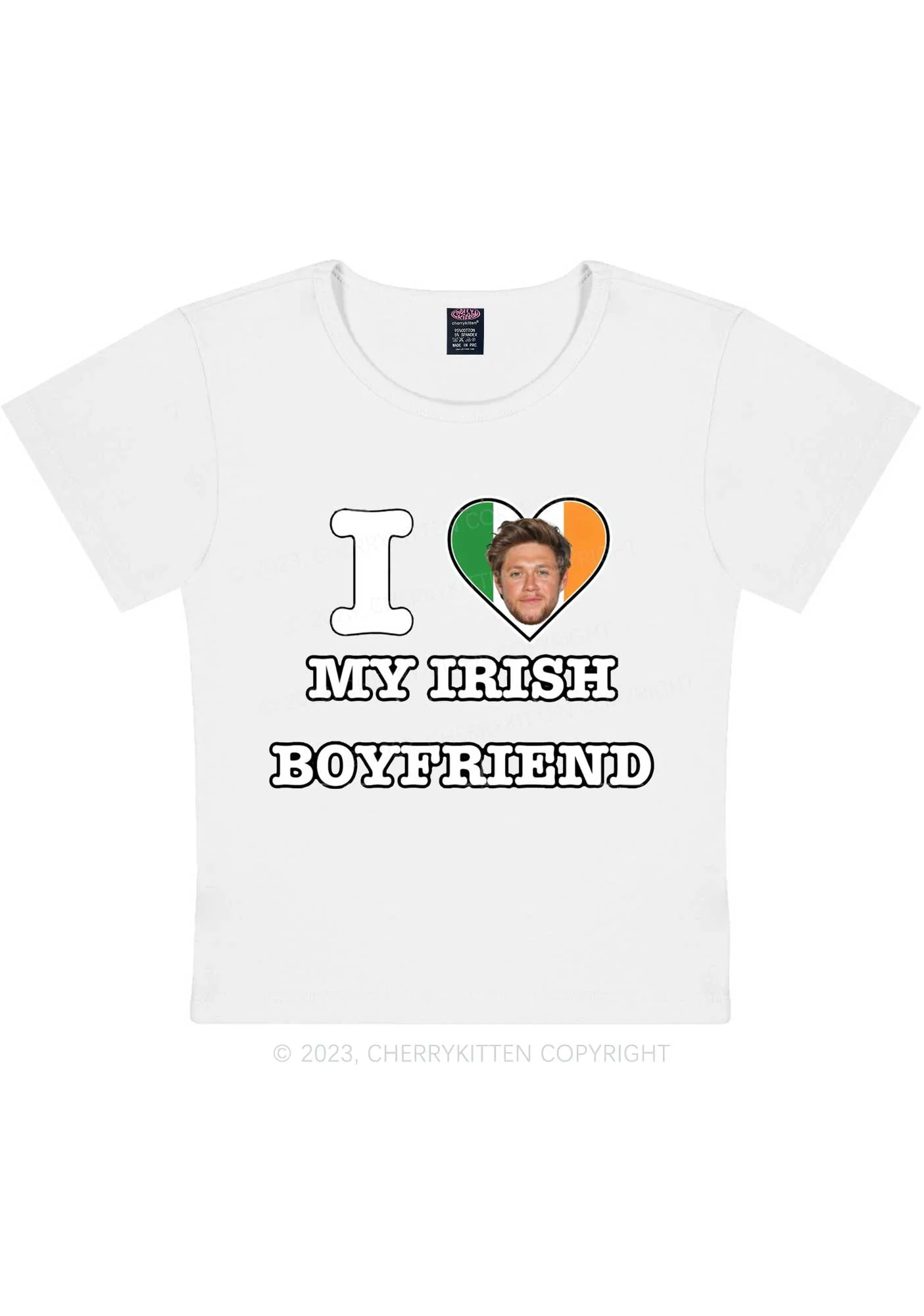 Custom Irish Boyfriend Photo St Patricks Y2K Baby Tee Cherrykitten - Image 4