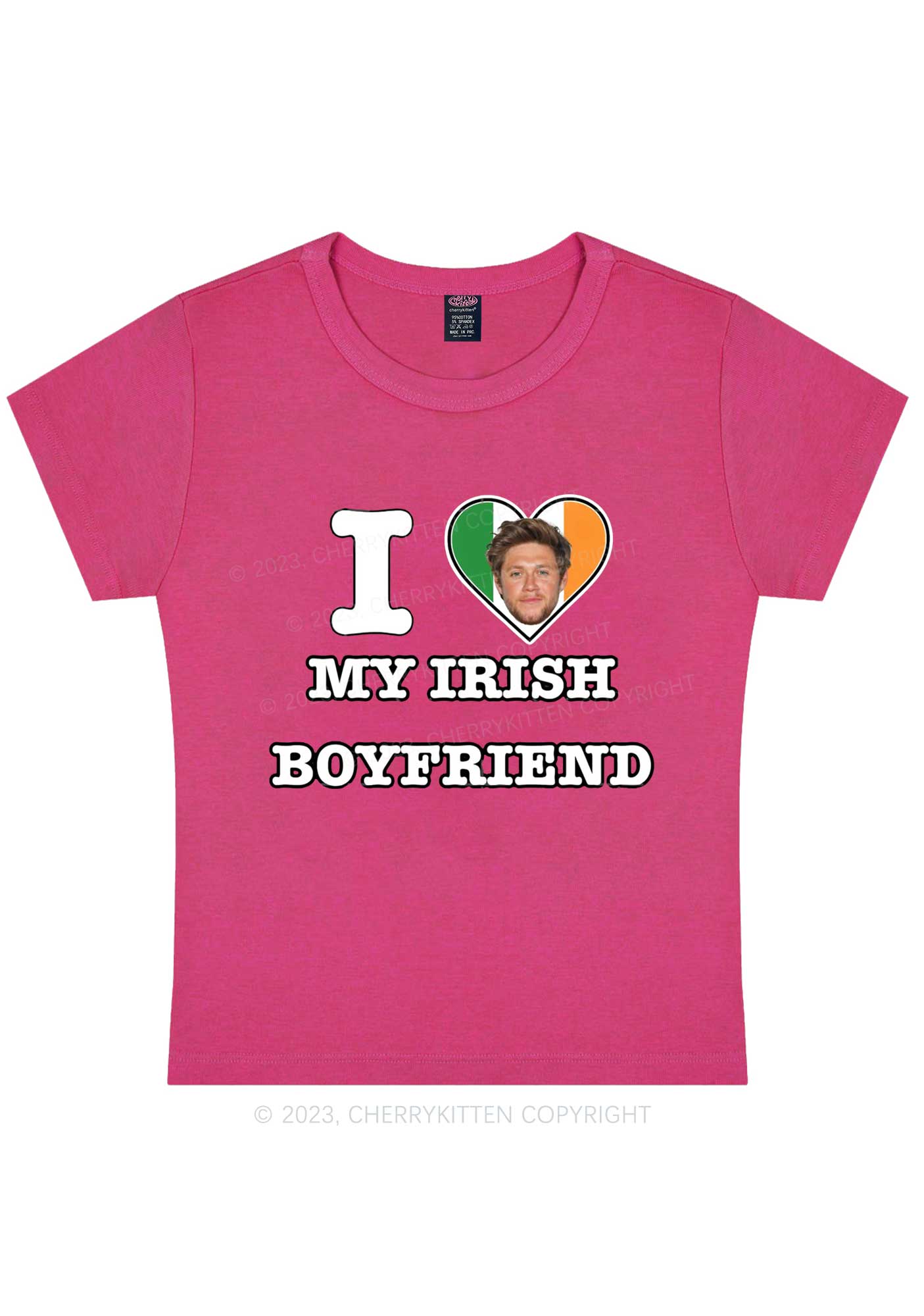 Custom Irish Boyfriend Photo St Patricks Y2K Baby Tee Cherrykitten - Image 6