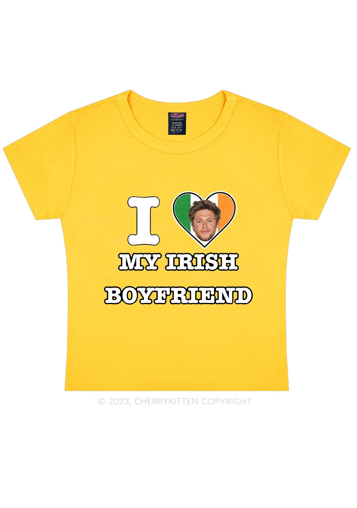 Custom Irish Boyfriend Photo St Patricks Y2K Baby Tee Cherrykitten - Image 7