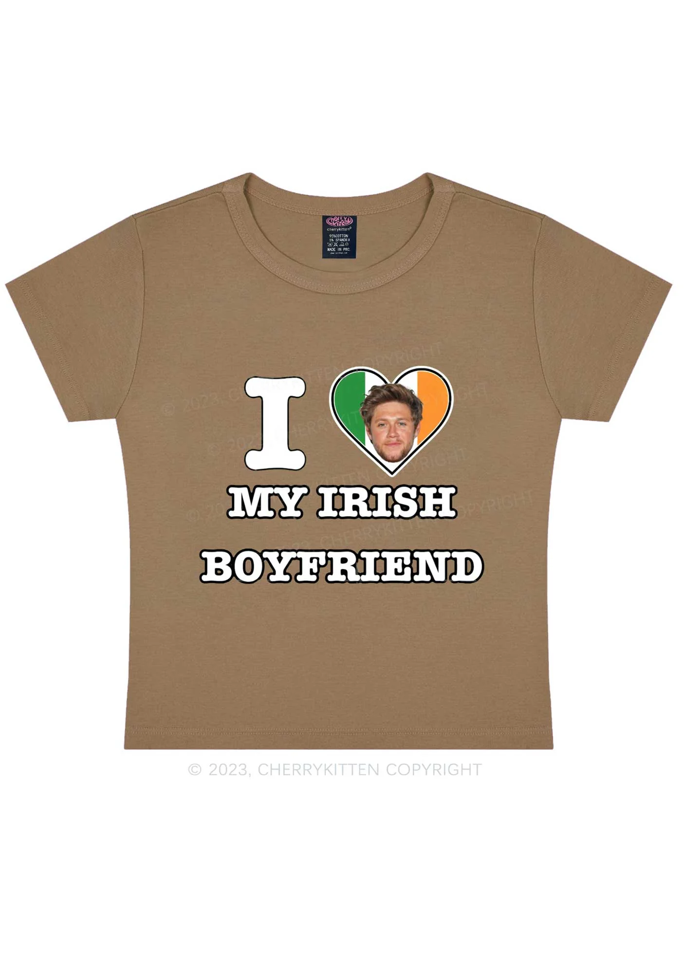 Custom Irish Boyfriend Photo St Patricks Y2K Baby Tee Cherrykitten - Image 9