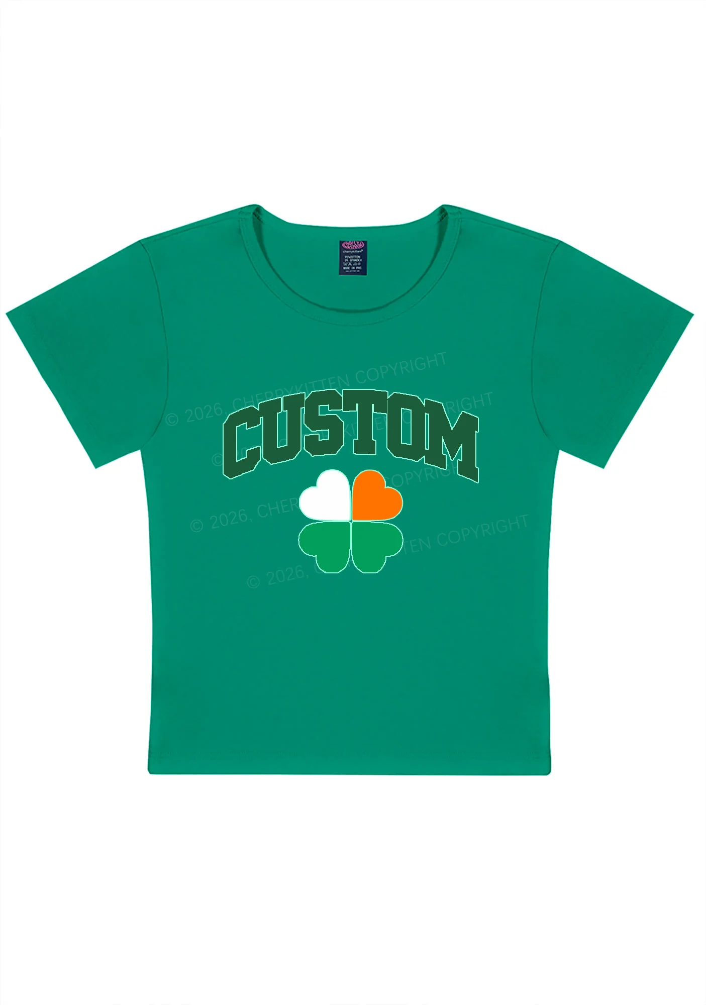 Custom Irish Luck Shamrock St Patricks Y2K Baby Tee Cherrykitten - Image 3