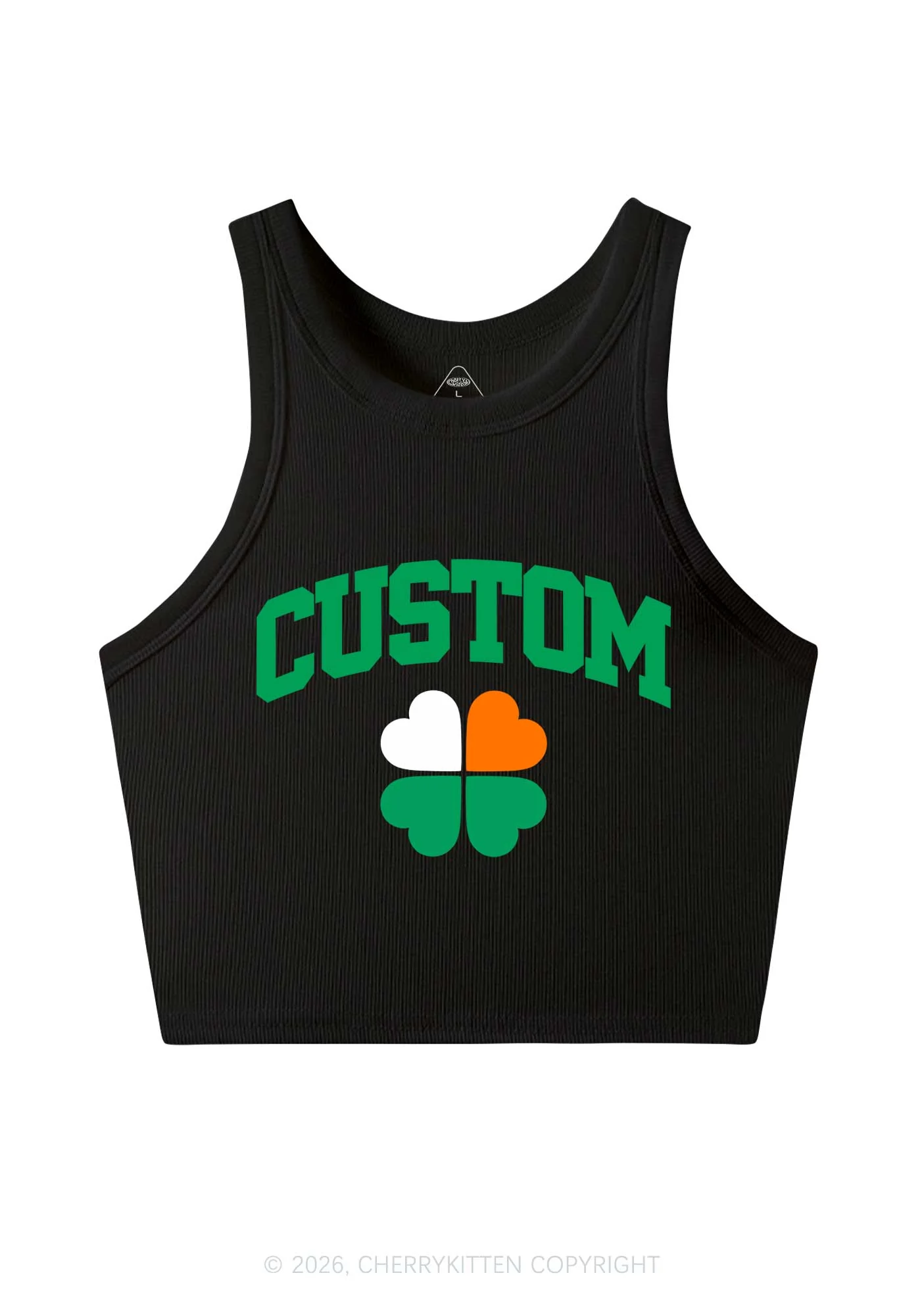 Custom Irish Luck Shamrock St Patricks Y2K Crop Tank Top Cherrykitten - Image 3