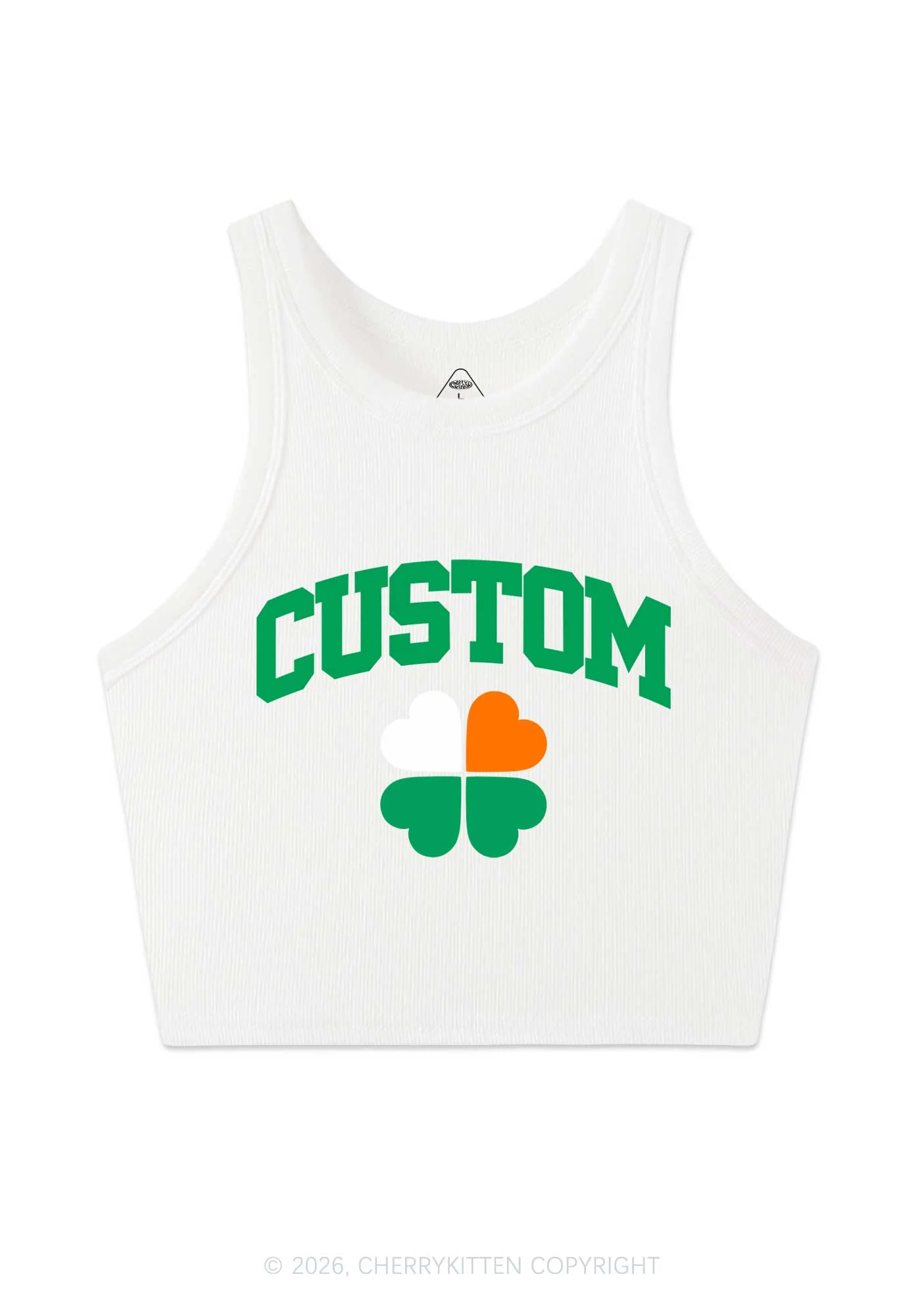 Custom Irish Luck Shamrock St Patricks Y2K Crop Tank Top Cherrykitten - Image 4