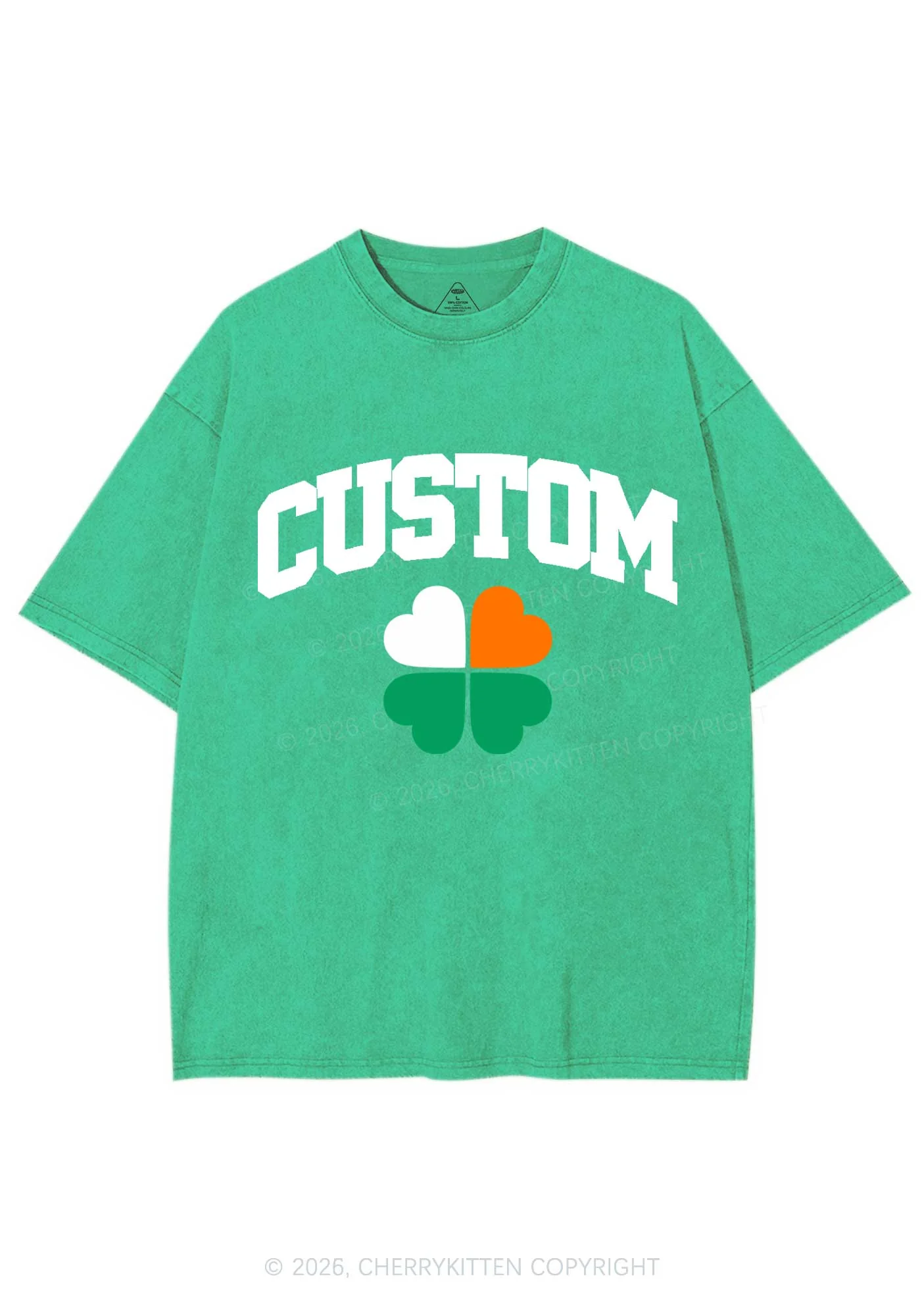 Custom Irish Luck Shamrock St Patricks Y2K Shirts Washed Tee Cherrykitten - Image 3