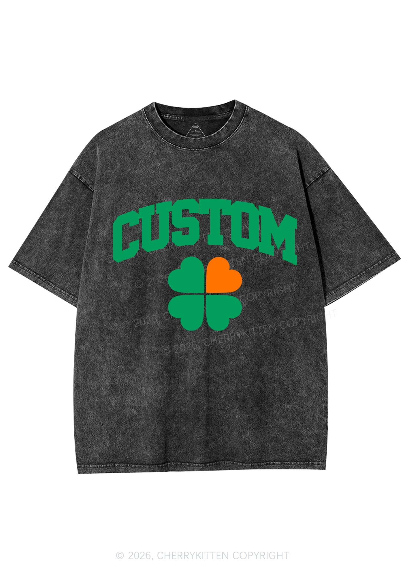 Custom Irish Luck Shamrock St Patricks Y2K Shirts Washed Tee Cherrykitten - Image 4