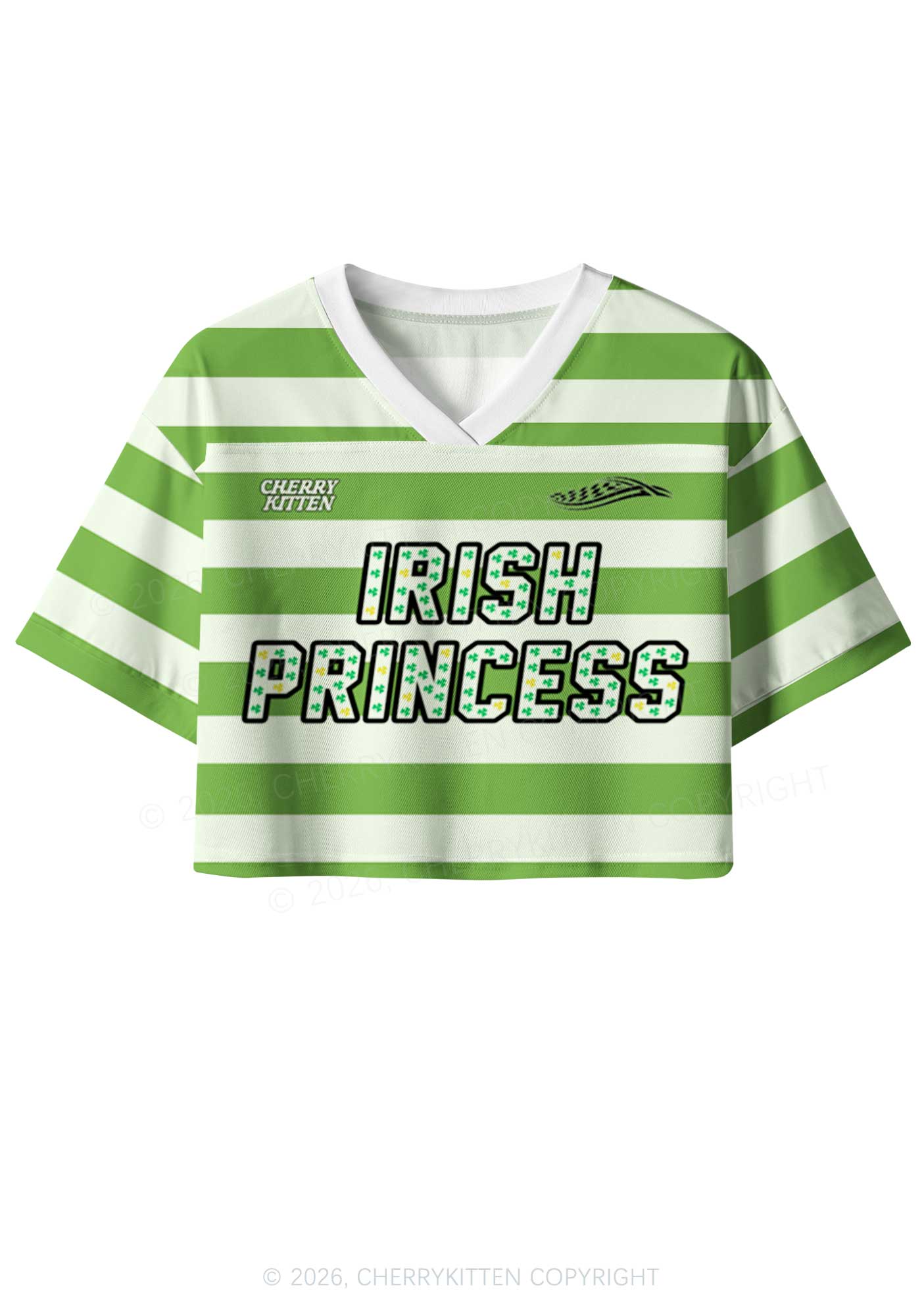 Custom Irish Princess St Patricks Y2K Crop Sport Jersey Shirts Cherrykitten - Image 3