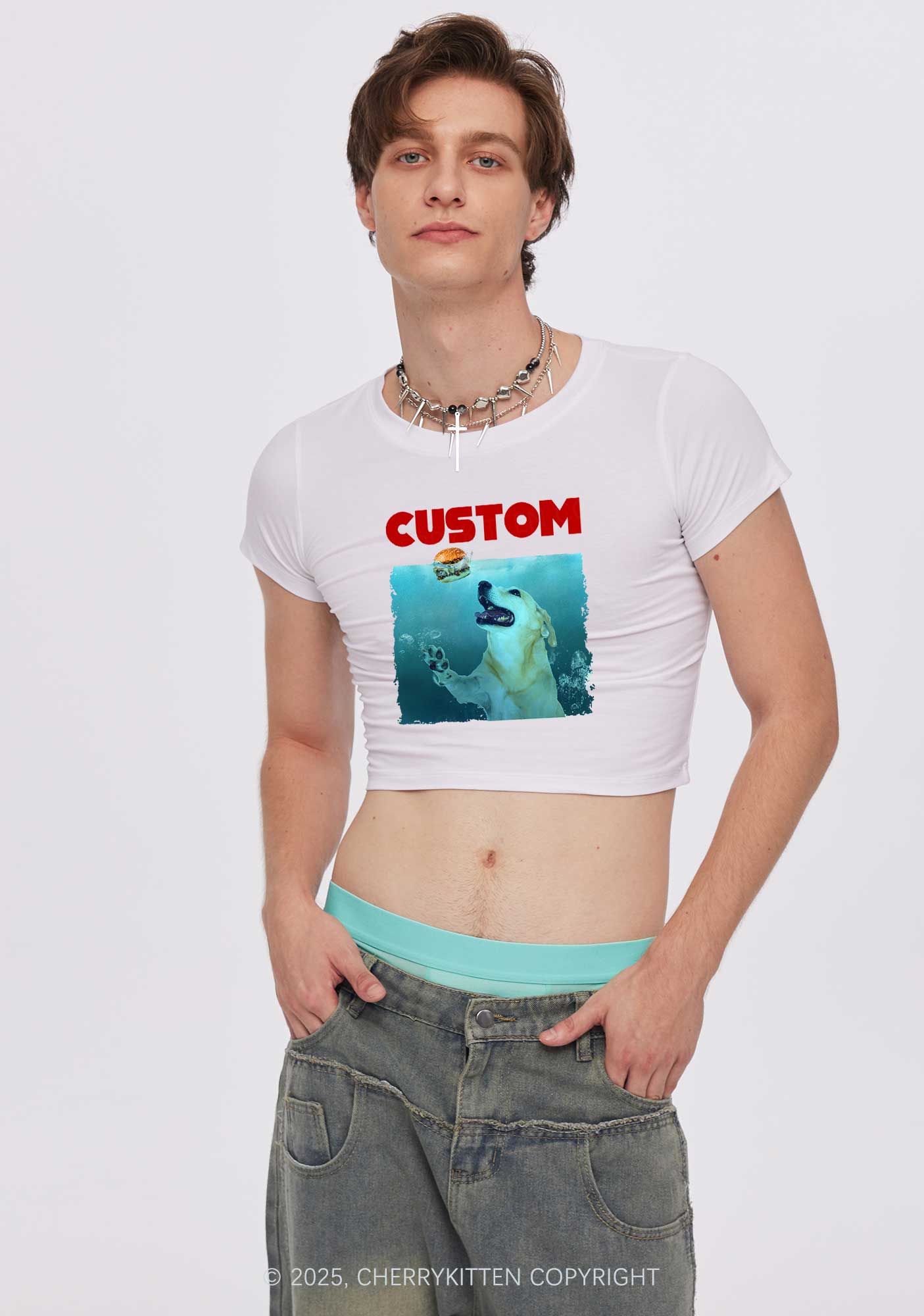Custom Jowls Dog Y2K Baby Tee Cherrykitten - Image 2