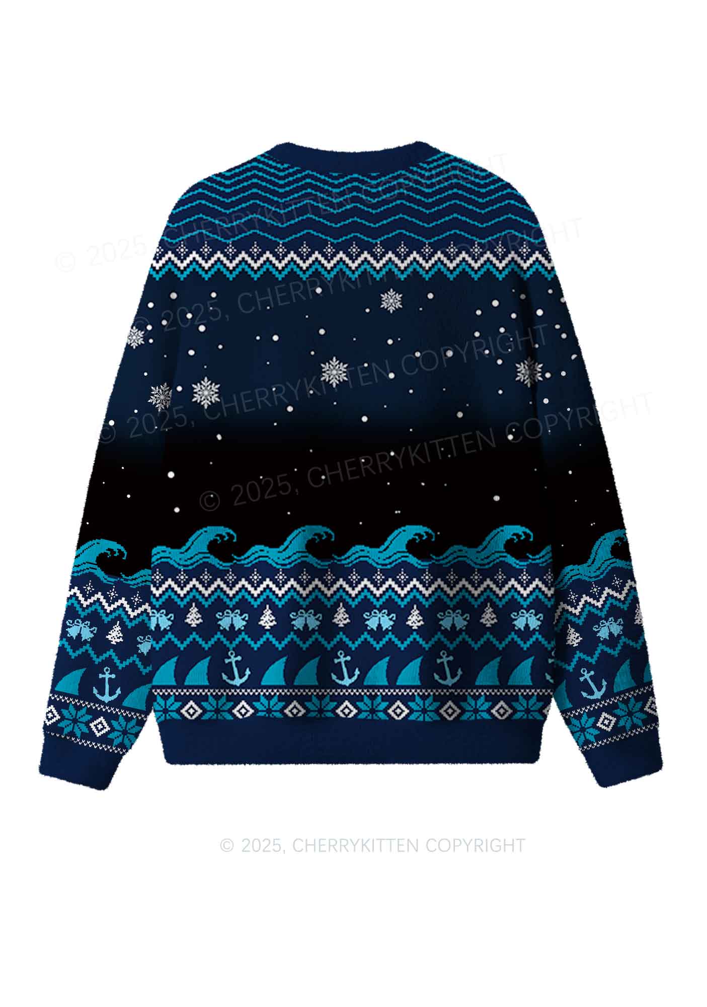 Custom Jowls Dog Y2K Christmas Knit Sweatshirt Cherrykitten - Image 2
