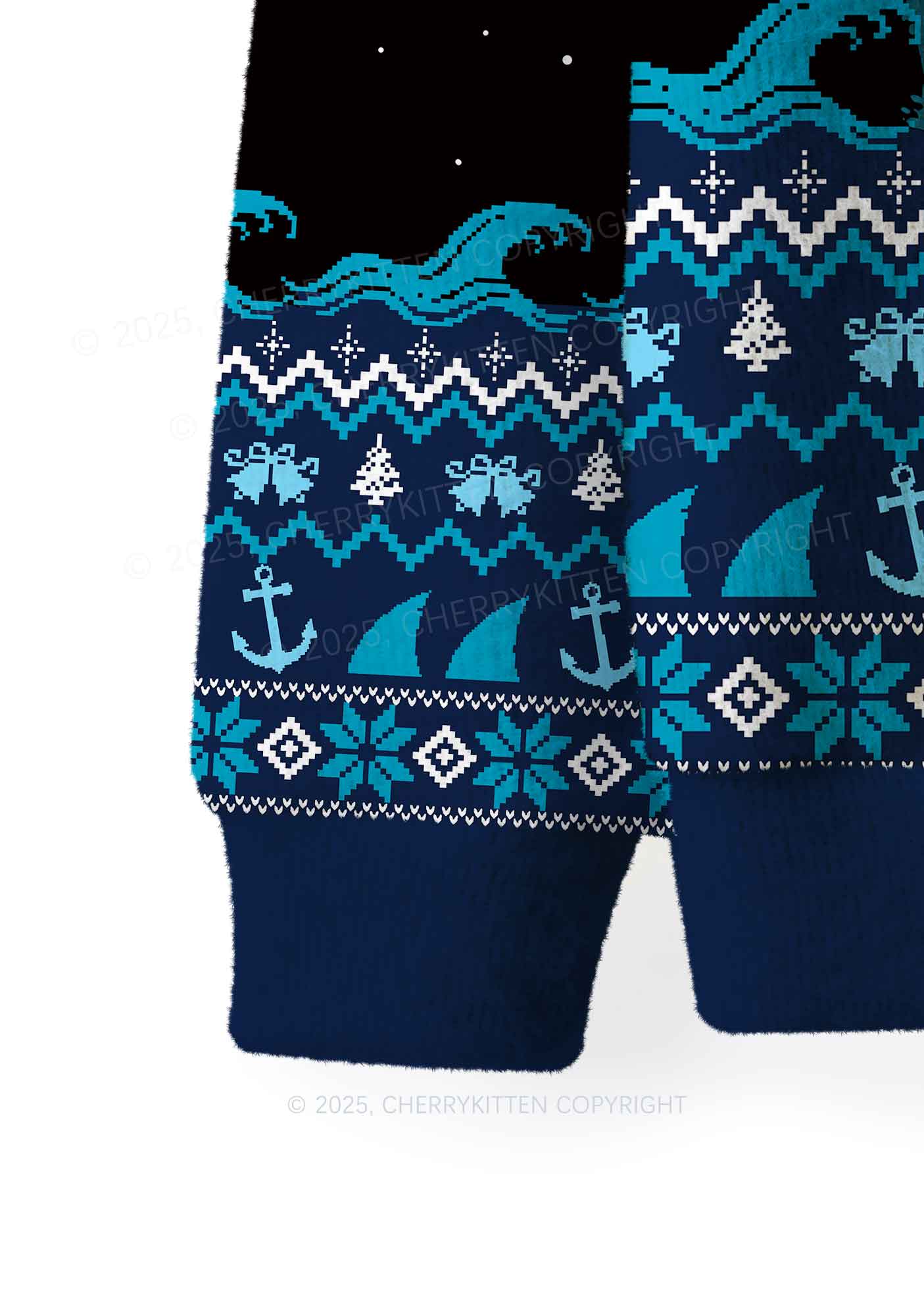 Custom Jowls Dog Y2K Christmas Knit Sweatshirt Cherrykitten - Image 4