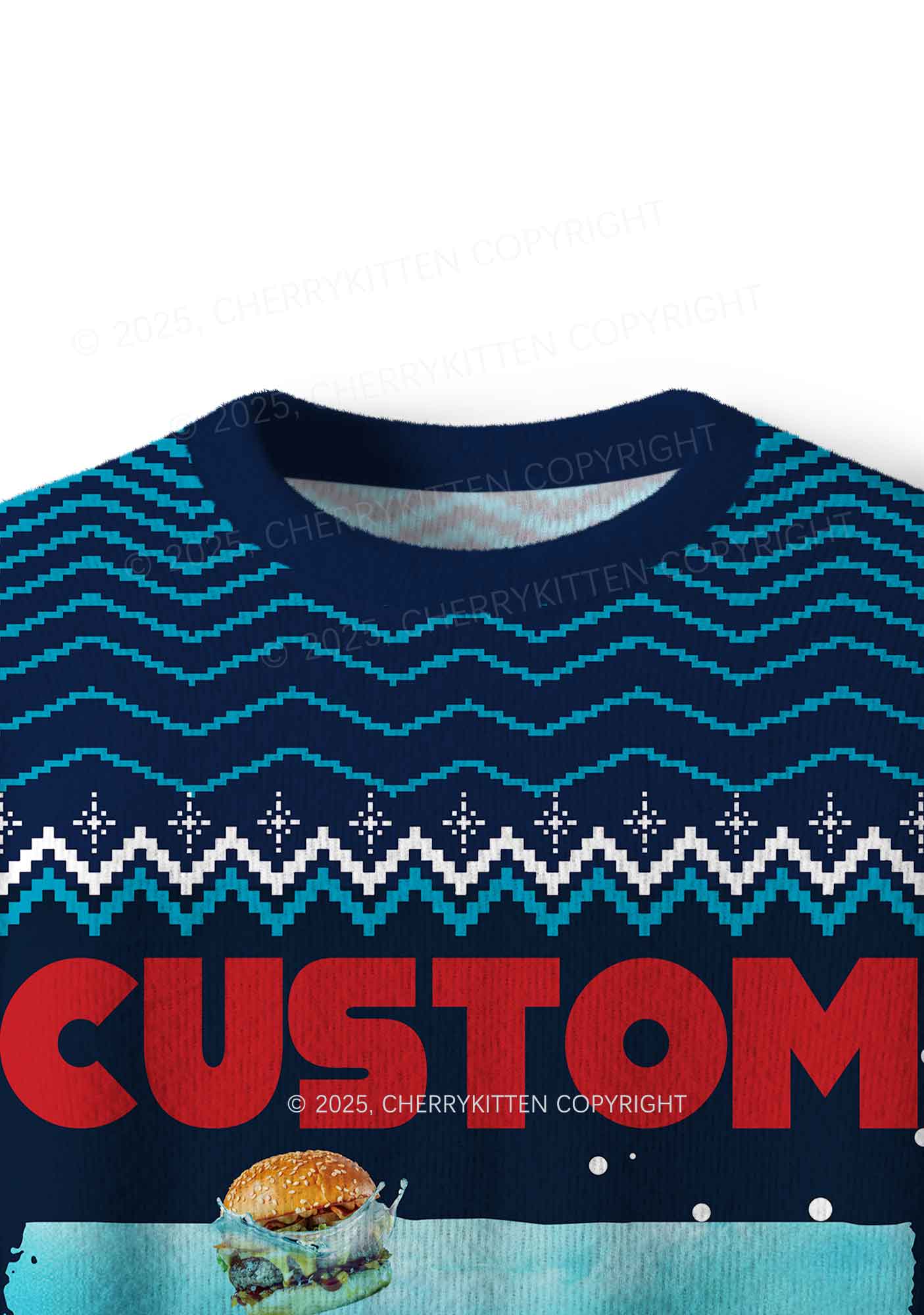 Custom Jowls Dog Y2K Christmas Knit Sweatshirt Cherrykitten - Image 5