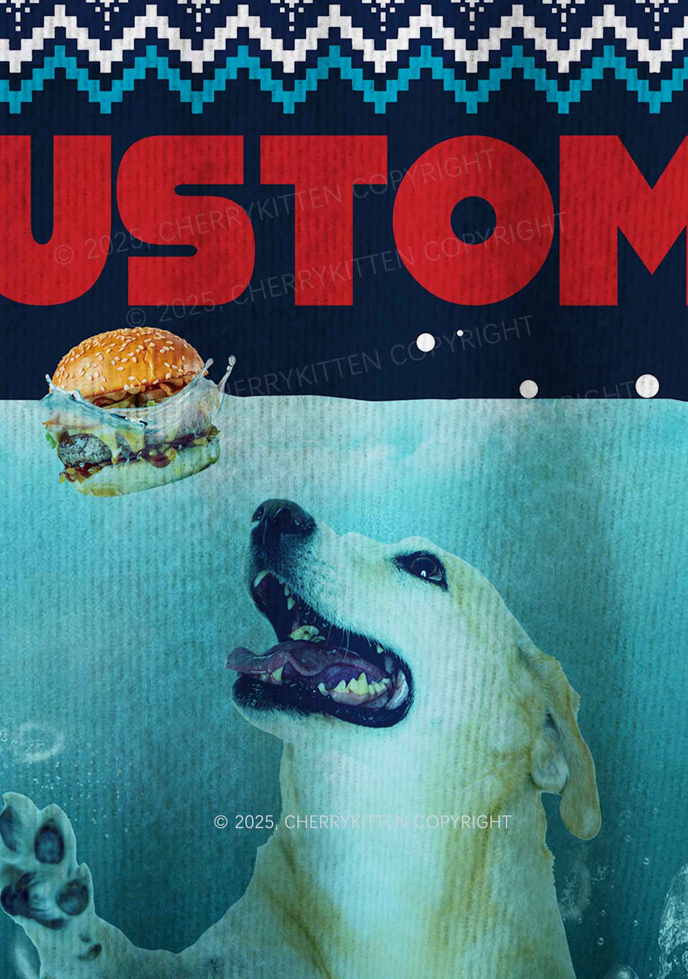 Custom Jowls Dog Y2K Christmas Knit Sweatshirt Cherrykitten - Image 6